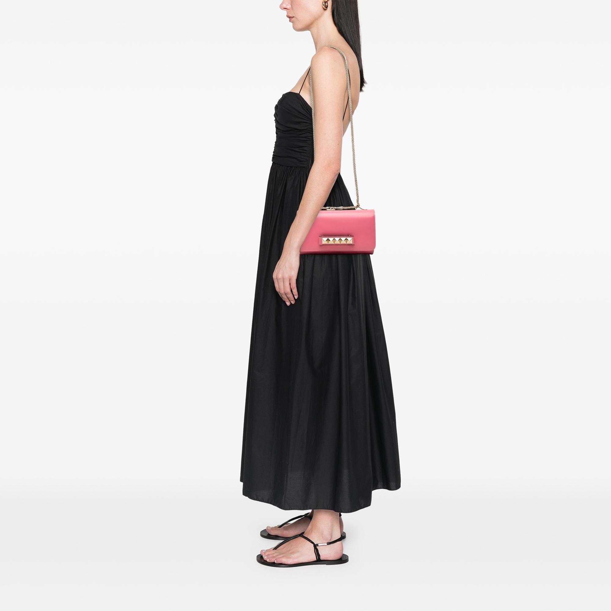 Valentino Leather Rockstud Va Va Voom Clutch on Chain