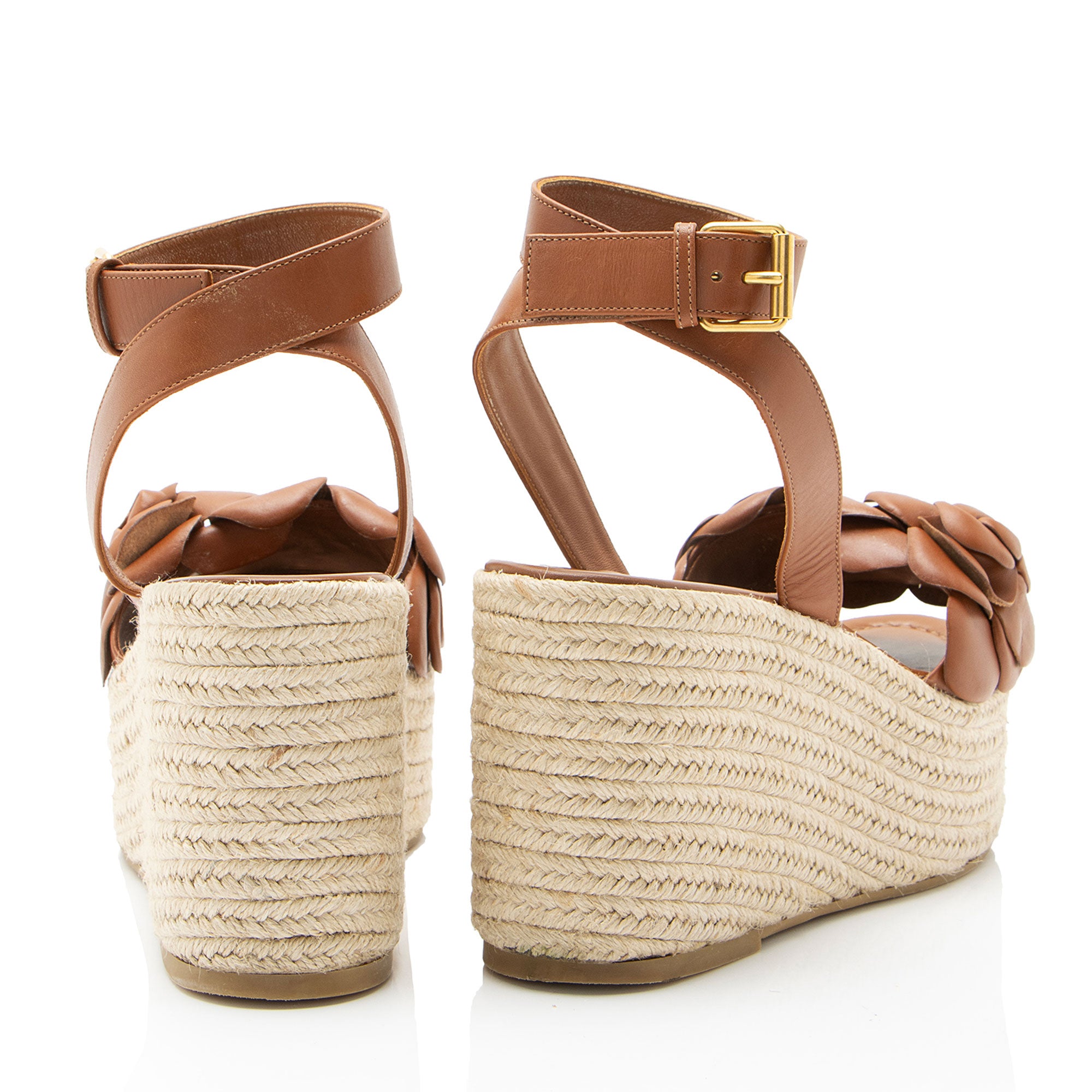 Valentino Leather Rose Atelier 03 Espadrille Wedges - Size 8.5 / 38.5