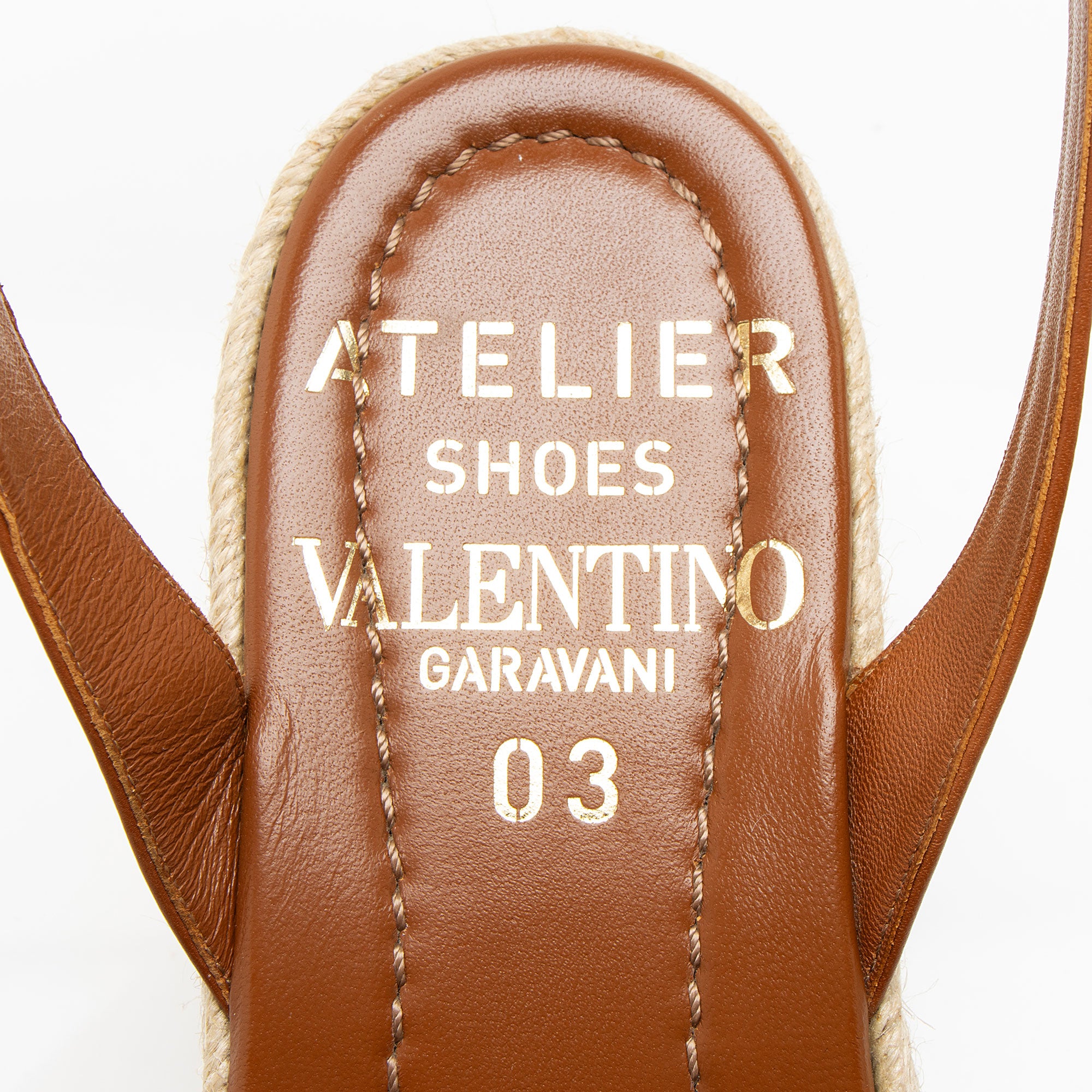 Valentino Leather Rose Atelier 03 Espadrille Wedges - Size 8.5 / 38.5