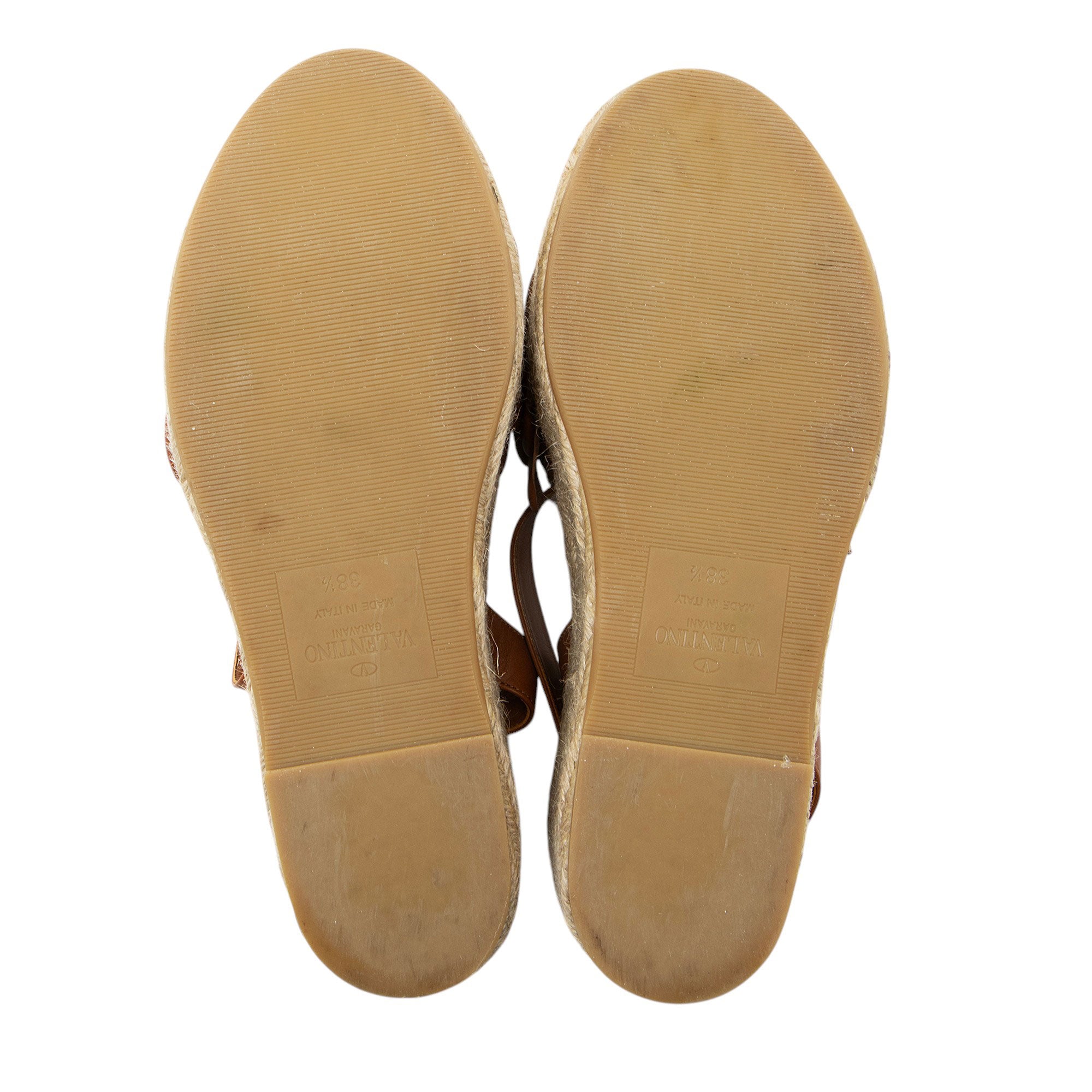 Valentino Leather Rose Atelier 03 Espadrille Wedges - Size 8.5 / 38.5