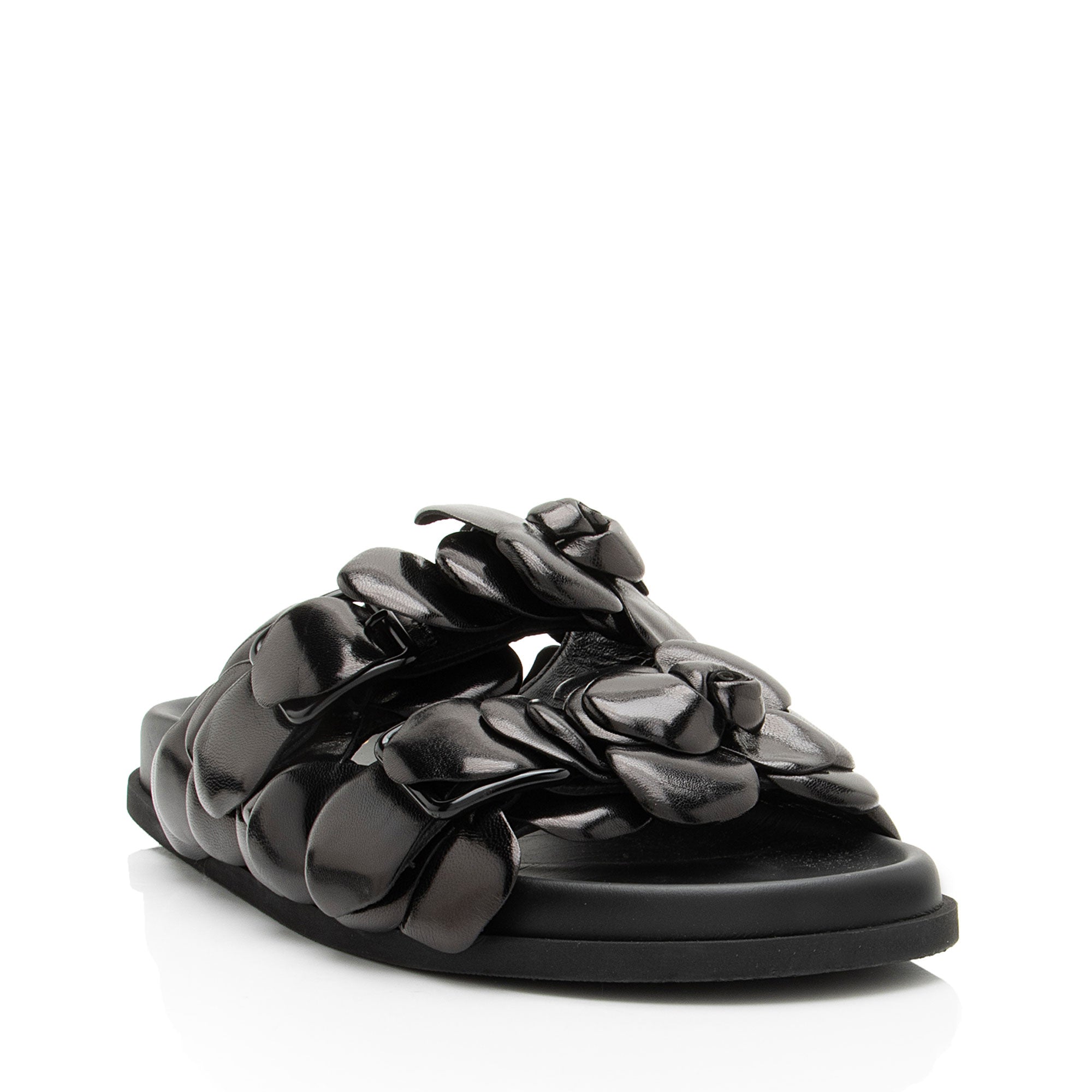 Valentino Leather Rose Edition Slide Sandals - Size 8 / 38