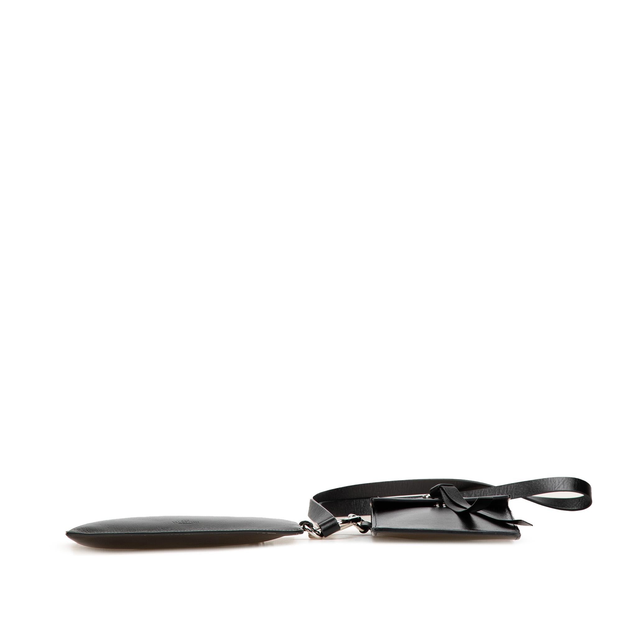 Valentino Leather VRing Neck Pouch