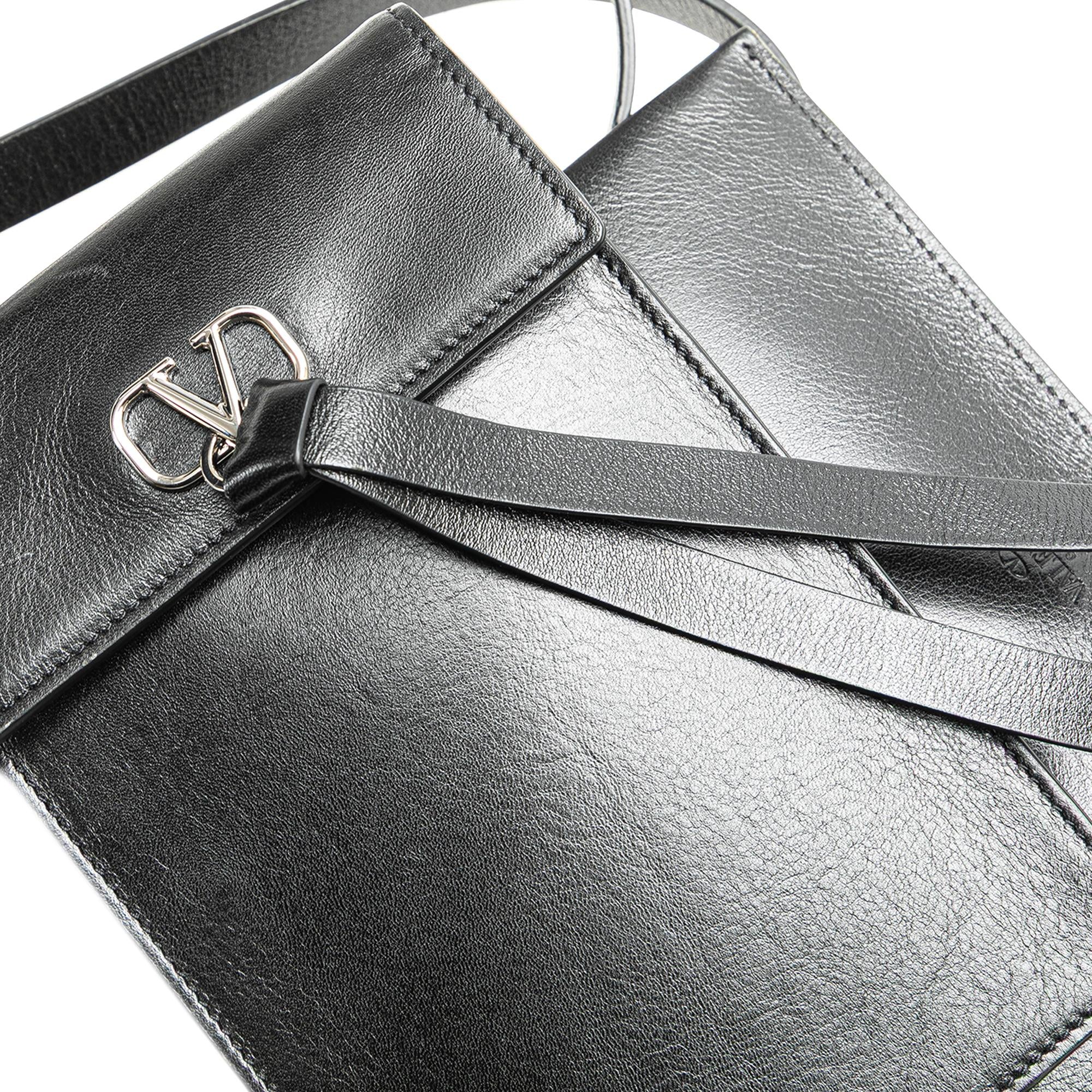 Valentino Leather VRing Neck Pouch