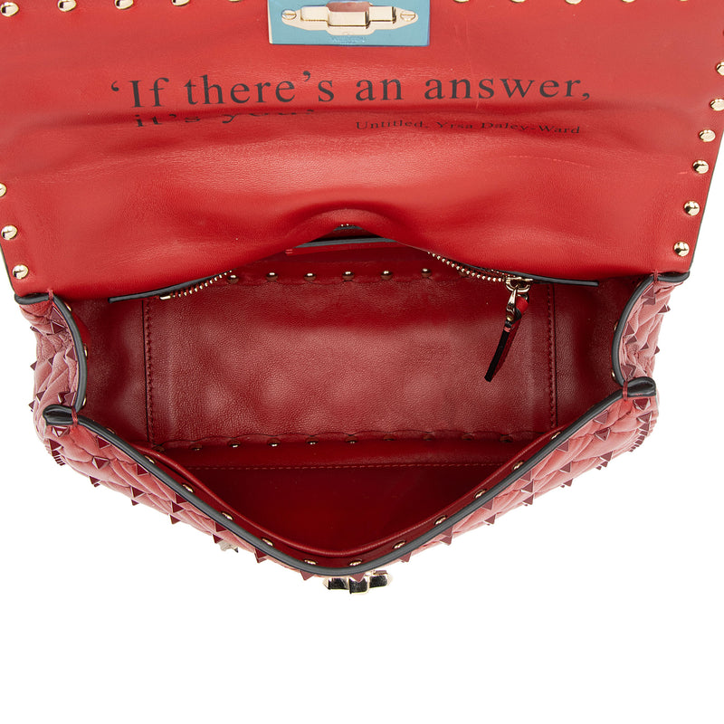 Valentino Calfskin Rockstud Spike Up Shoulder Bag (SHF-bfMgJN)
