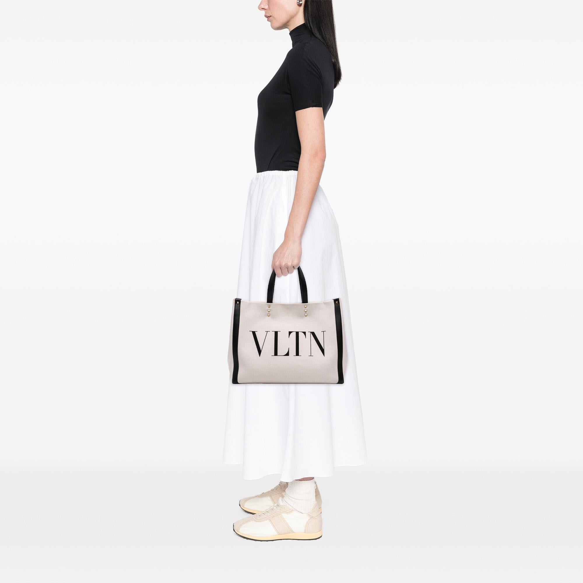 Valentino Medium Canvas Rockstud VLTN Tote