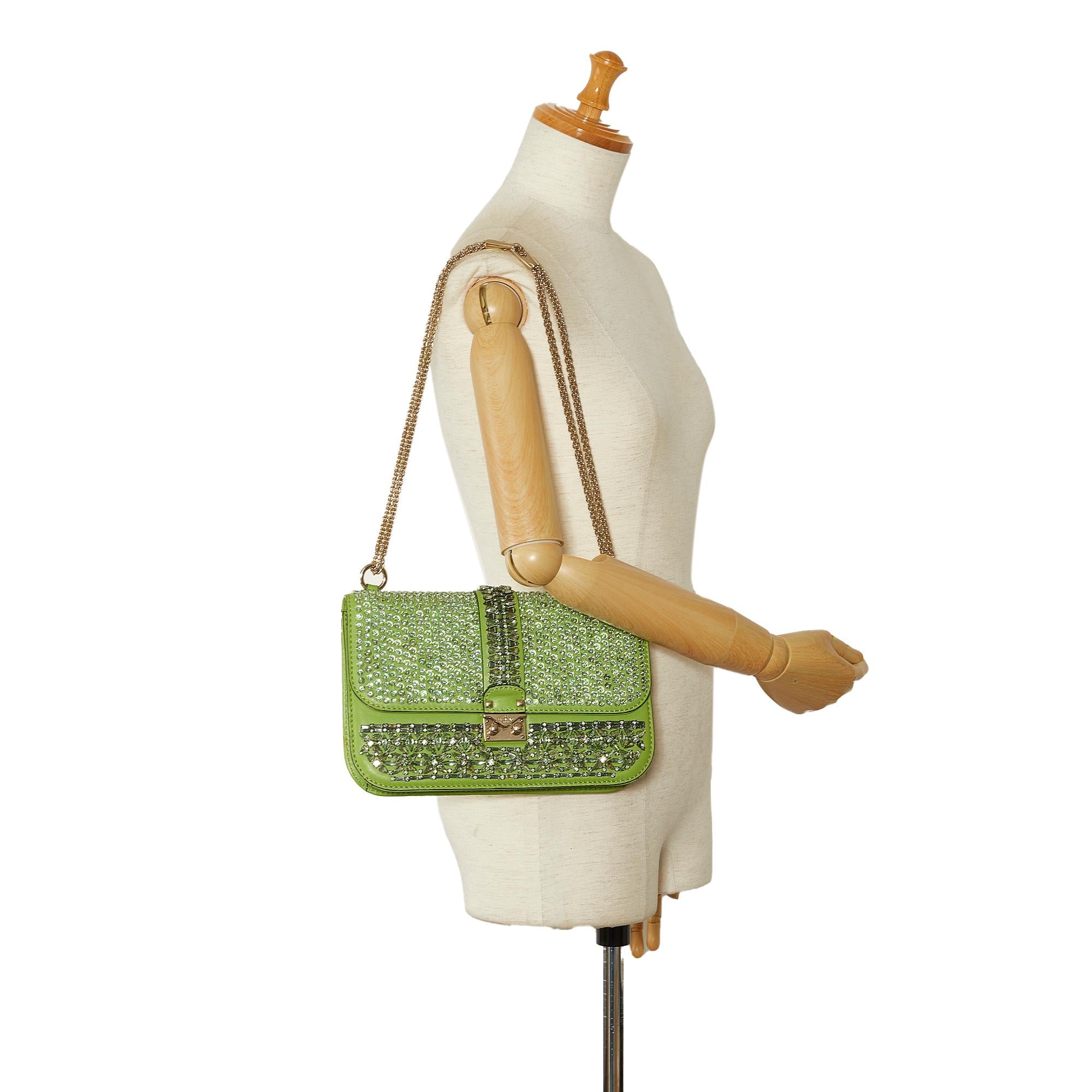 Valentino Medium Crystal Embellished Glam Lock Crossbody (SHG-yANQEI)
