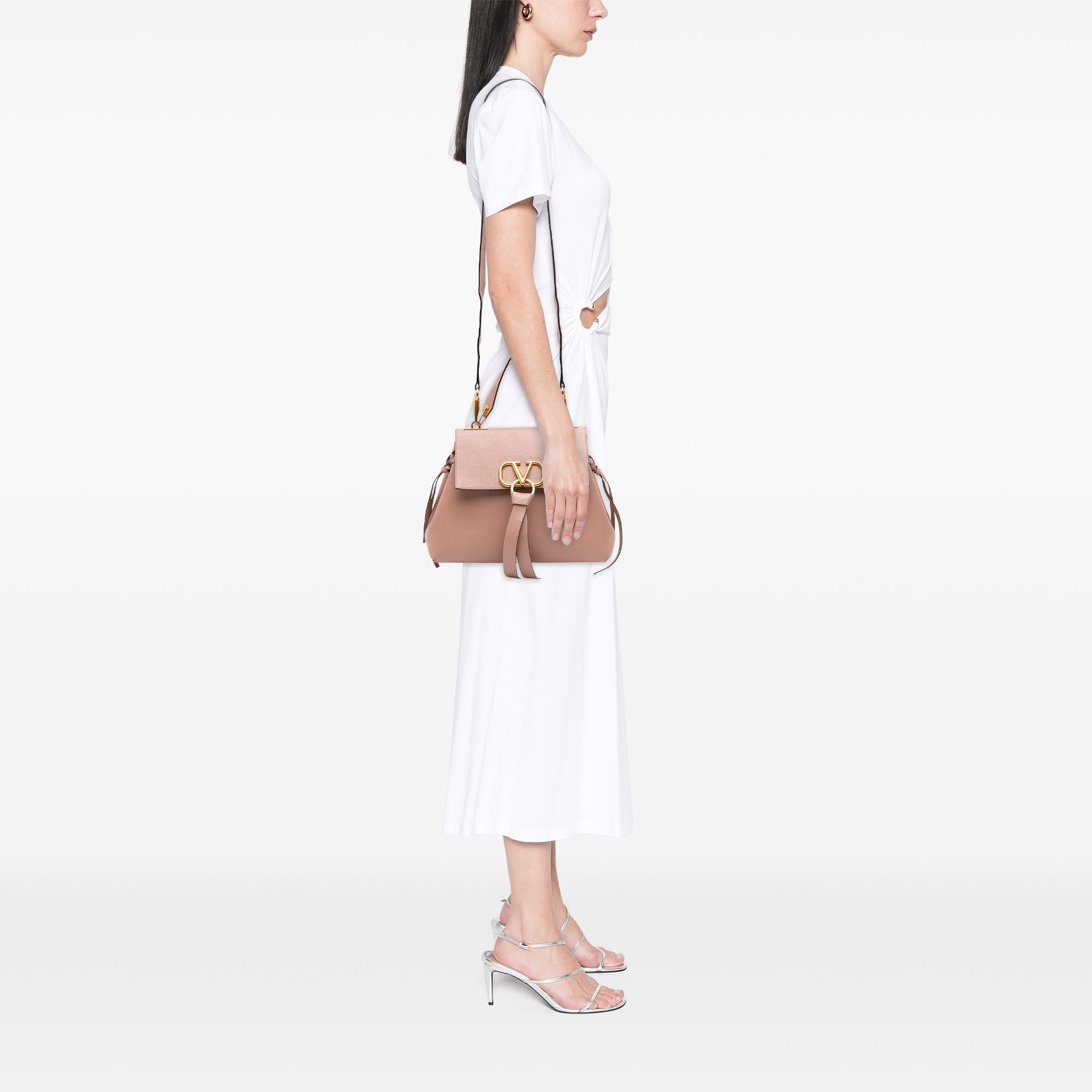 Valentino Medium Grained Calfskin VRing Top Handle Bag