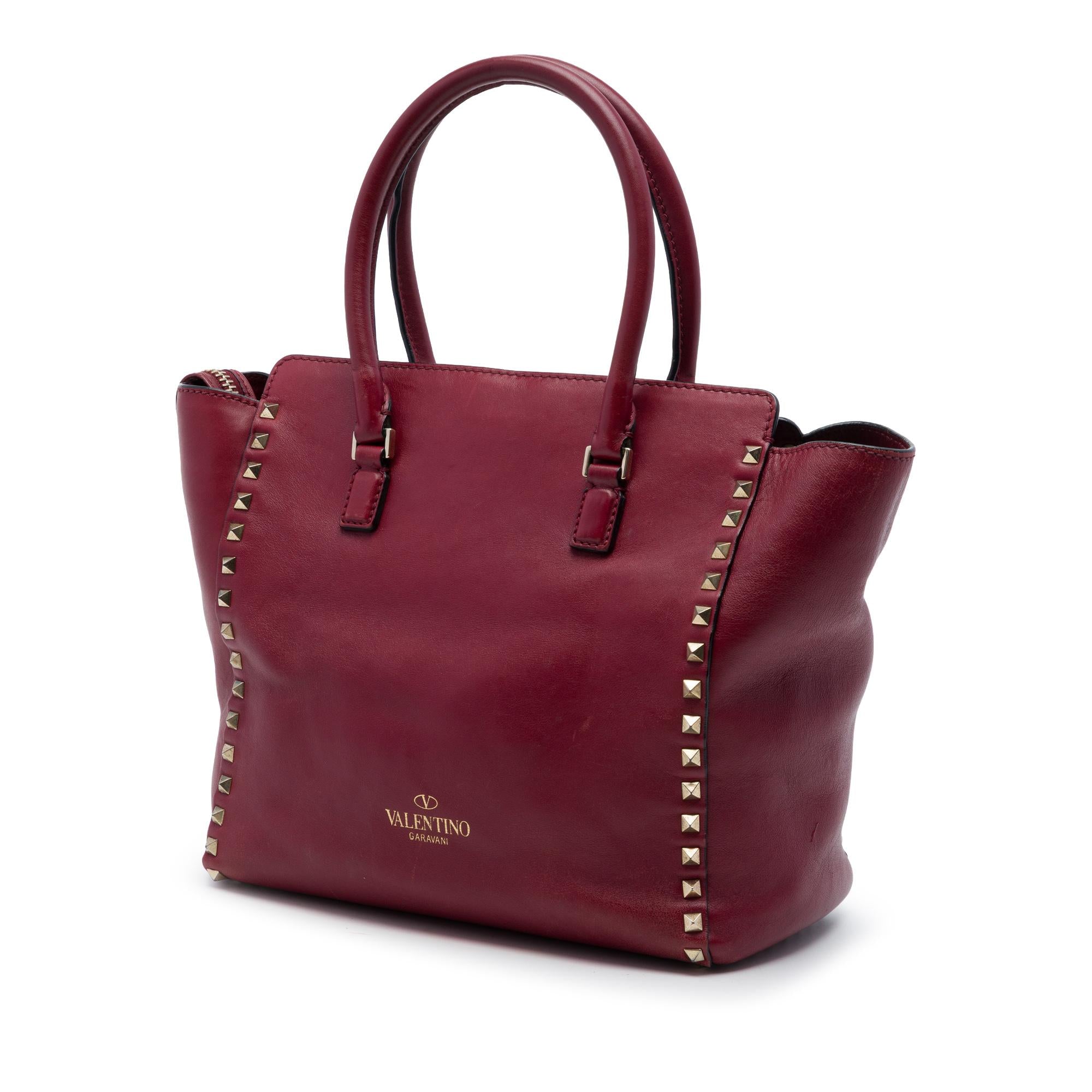 Valentino Medium Leather Rockstud Double Handle Tote