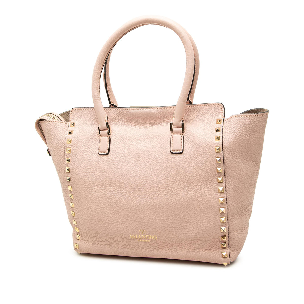 Valentino Medium Leather Rockstud Double Handle Tote