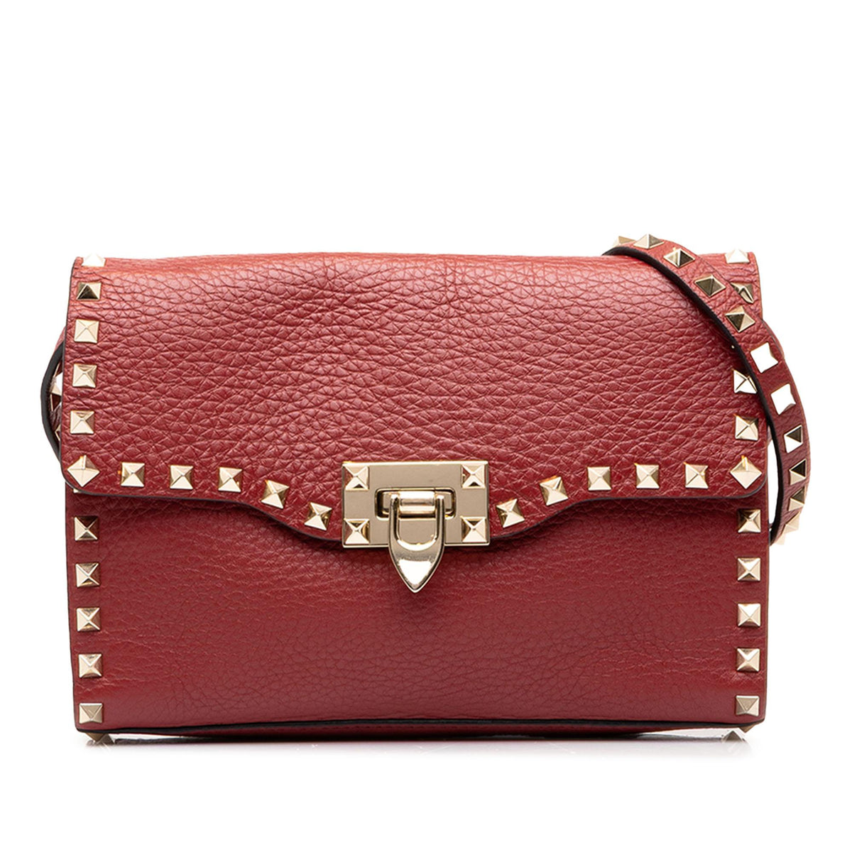 Valentino Medium Pebbled Calfskin Rockstud Flip Lock Crossbody