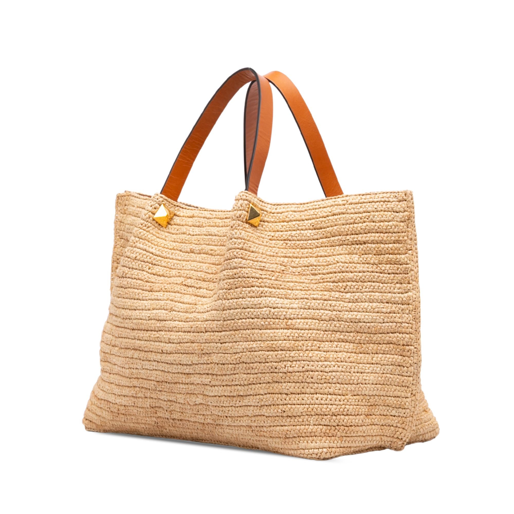 Valentino Medium Raffia VLogo Tote