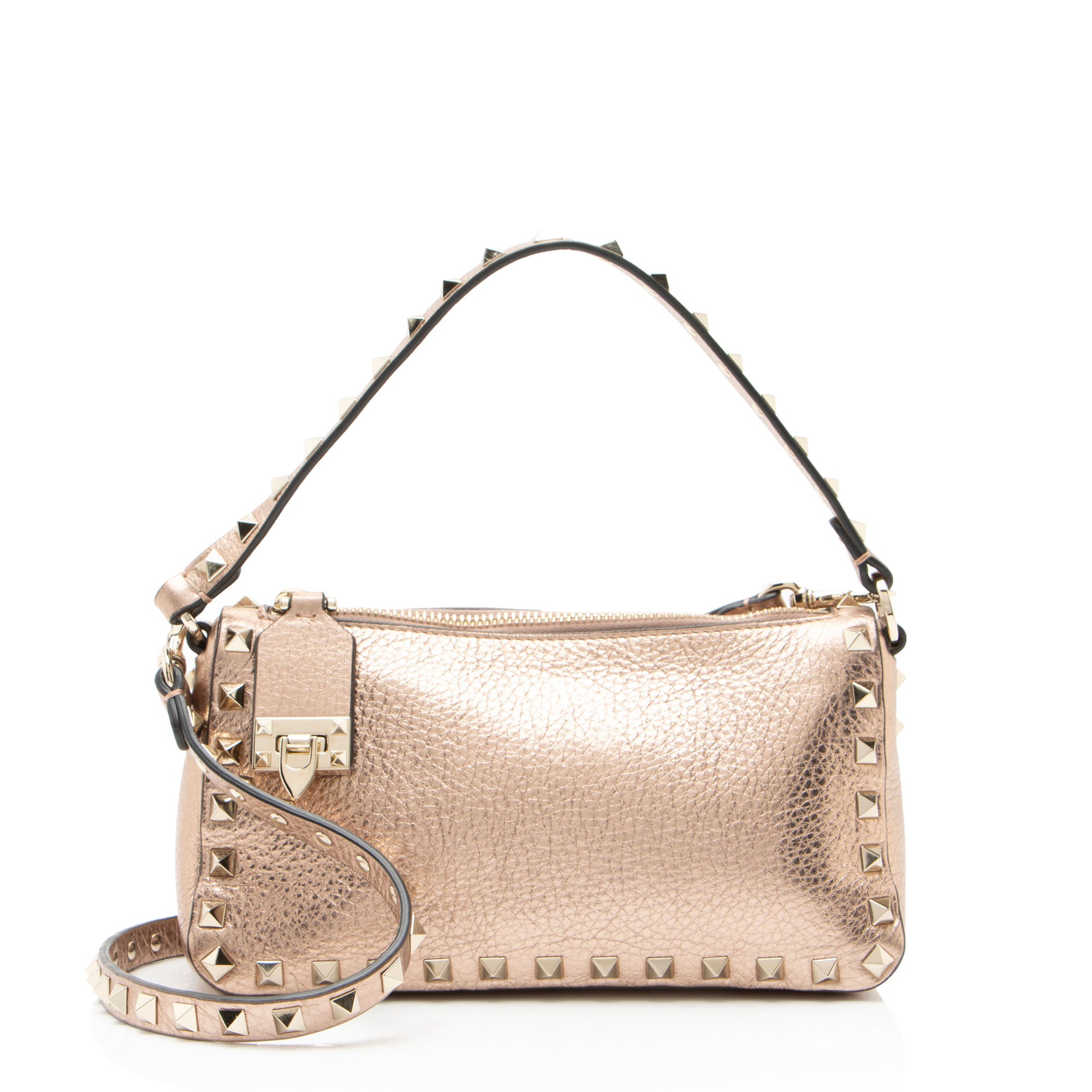 Valentino Metallic Calfskin Rockstud Small Shoulder Bag