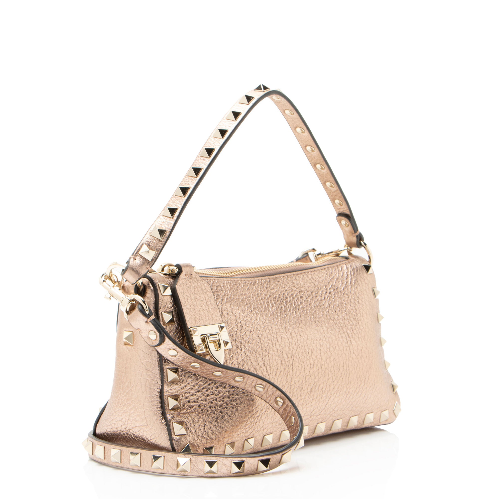 Valentino Metallic Calfskin Rockstud Small Shoulder Bag