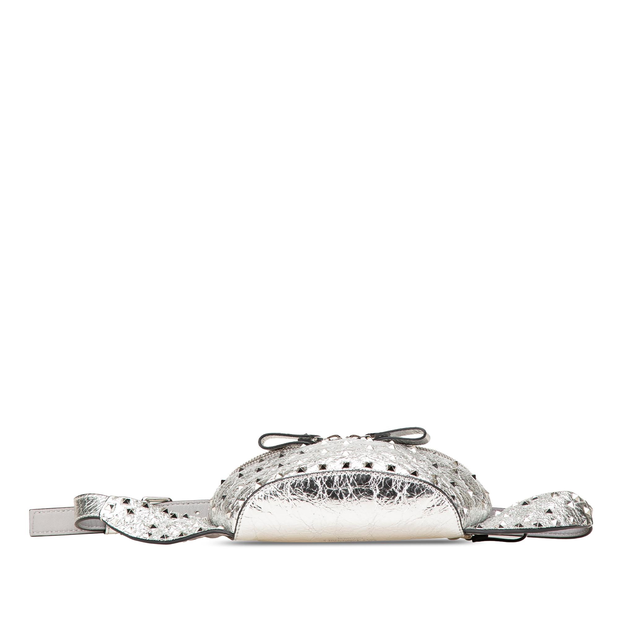 Valentino Metallic Craquele Nappa Rockstud Spike Belt Bag