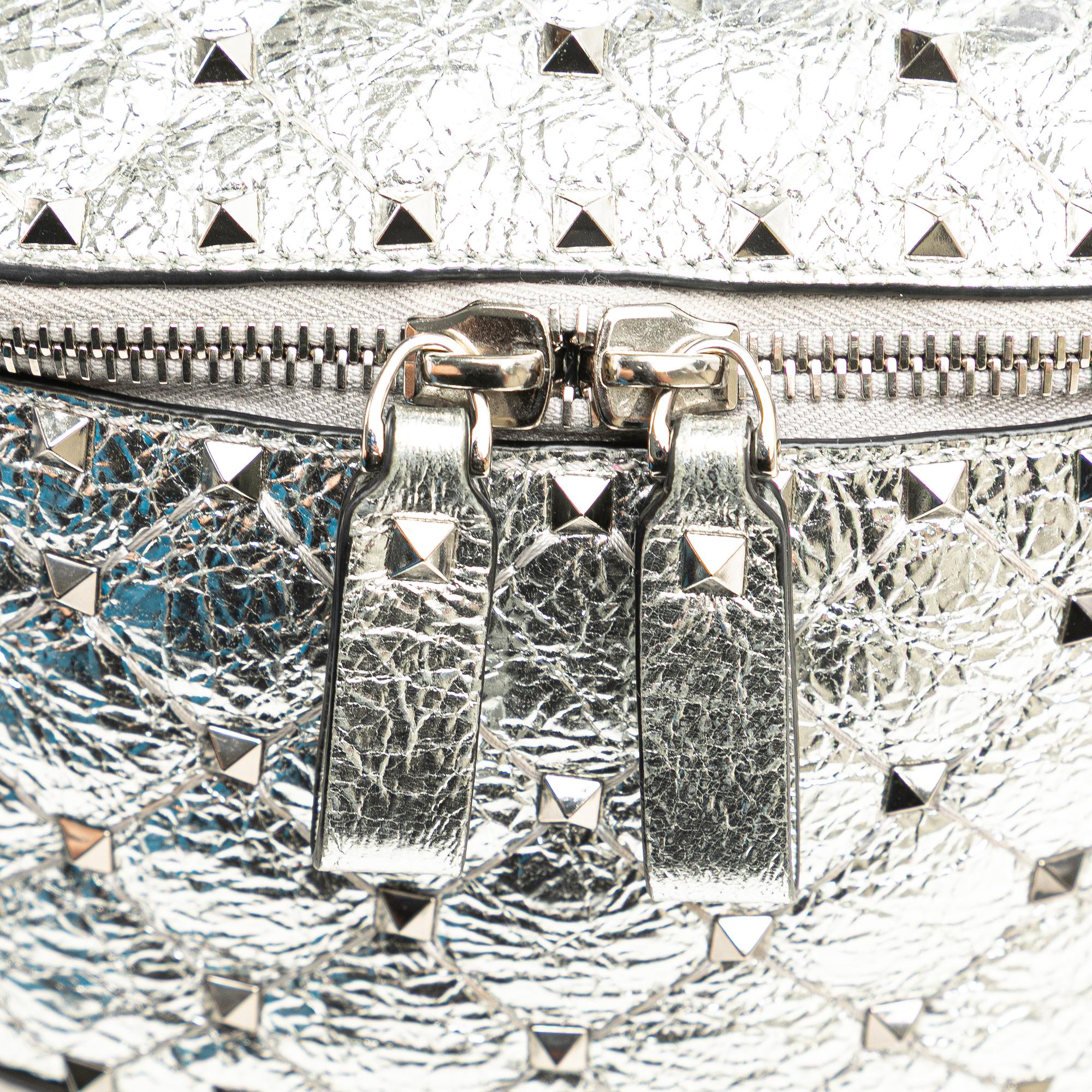 Valentino Metallic Craquele Nappa Rockstud Spike Belt Bag