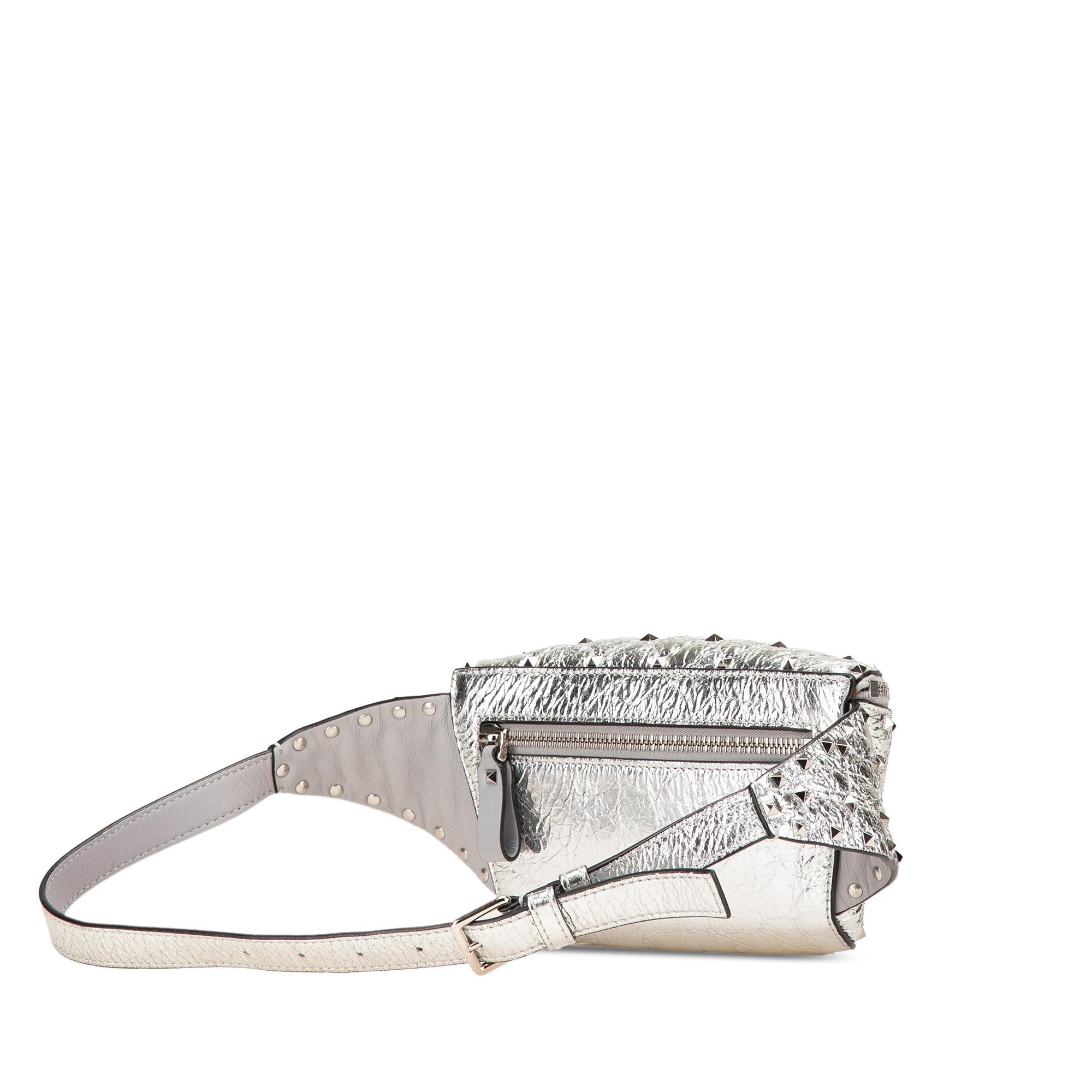 Valentino Metallic Craquele Nappa Rockstud Spike Belt Bag