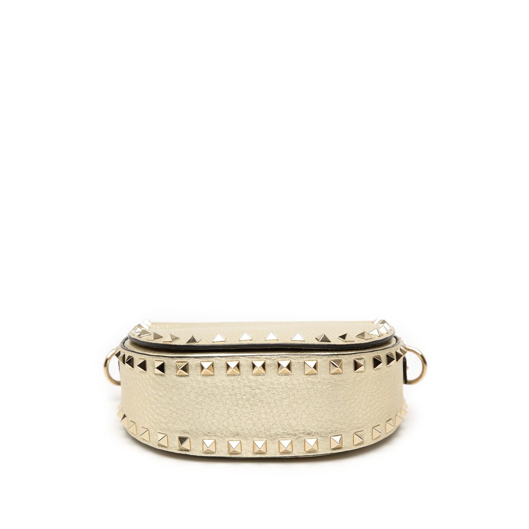 Valentino Metallic Grained Calfskin Rockstud Saddle Crossbody