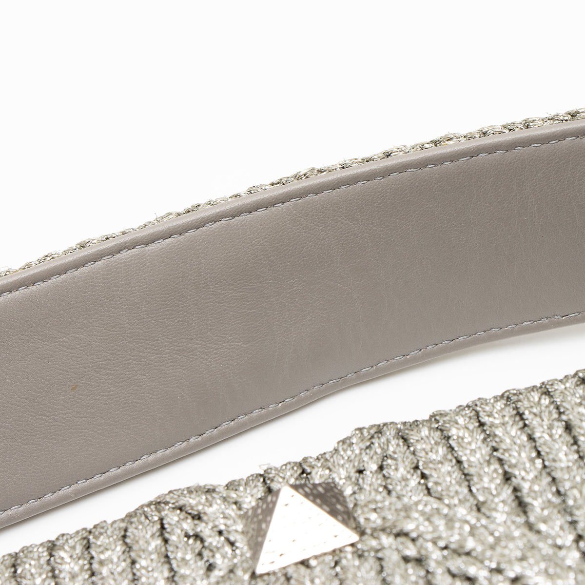 Valentino Metallic Lurex Knit Roman Stud Medium Shoulder Bag