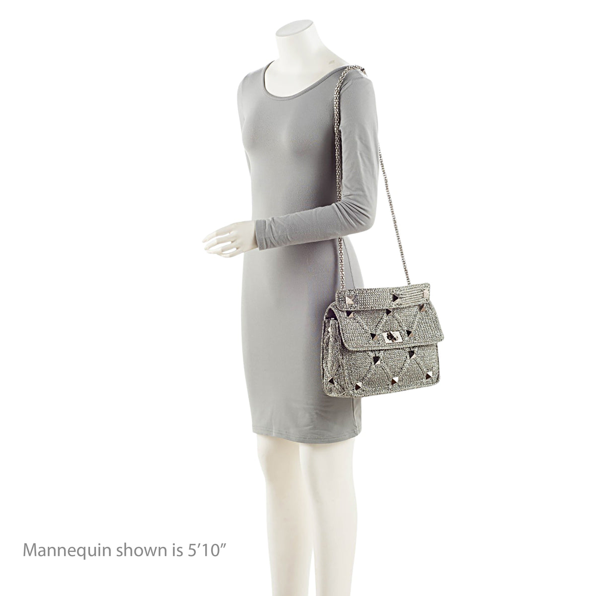 Valentino Metallic Lurex Knit Roman Stud Medium Shoulder Bag