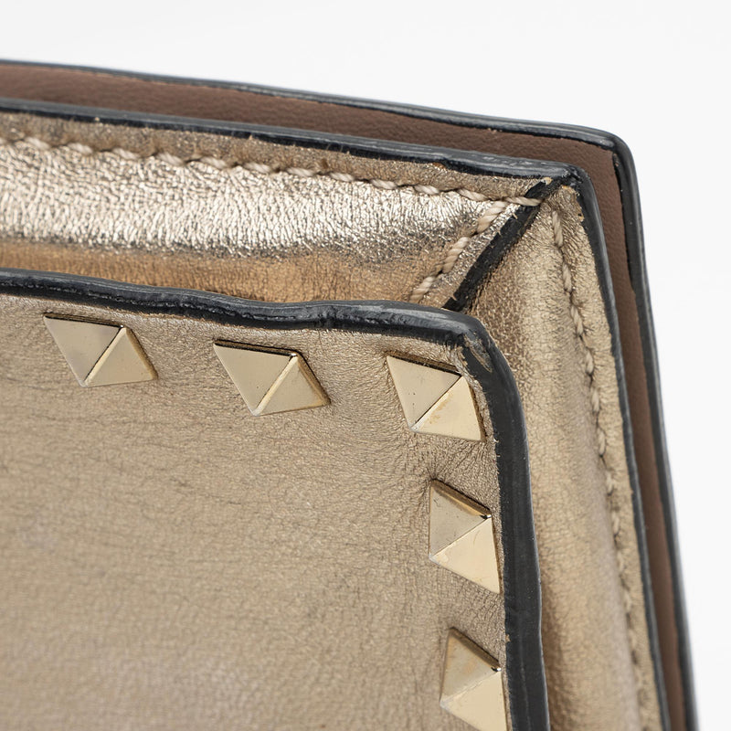 Valentino Metallic Nappa Leather Rockstud Clutch (SHF-23144)