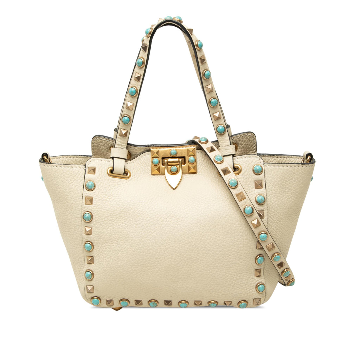 Valentino Mini Grained Calfskin Rockstud Rolling Trapeze Satchel