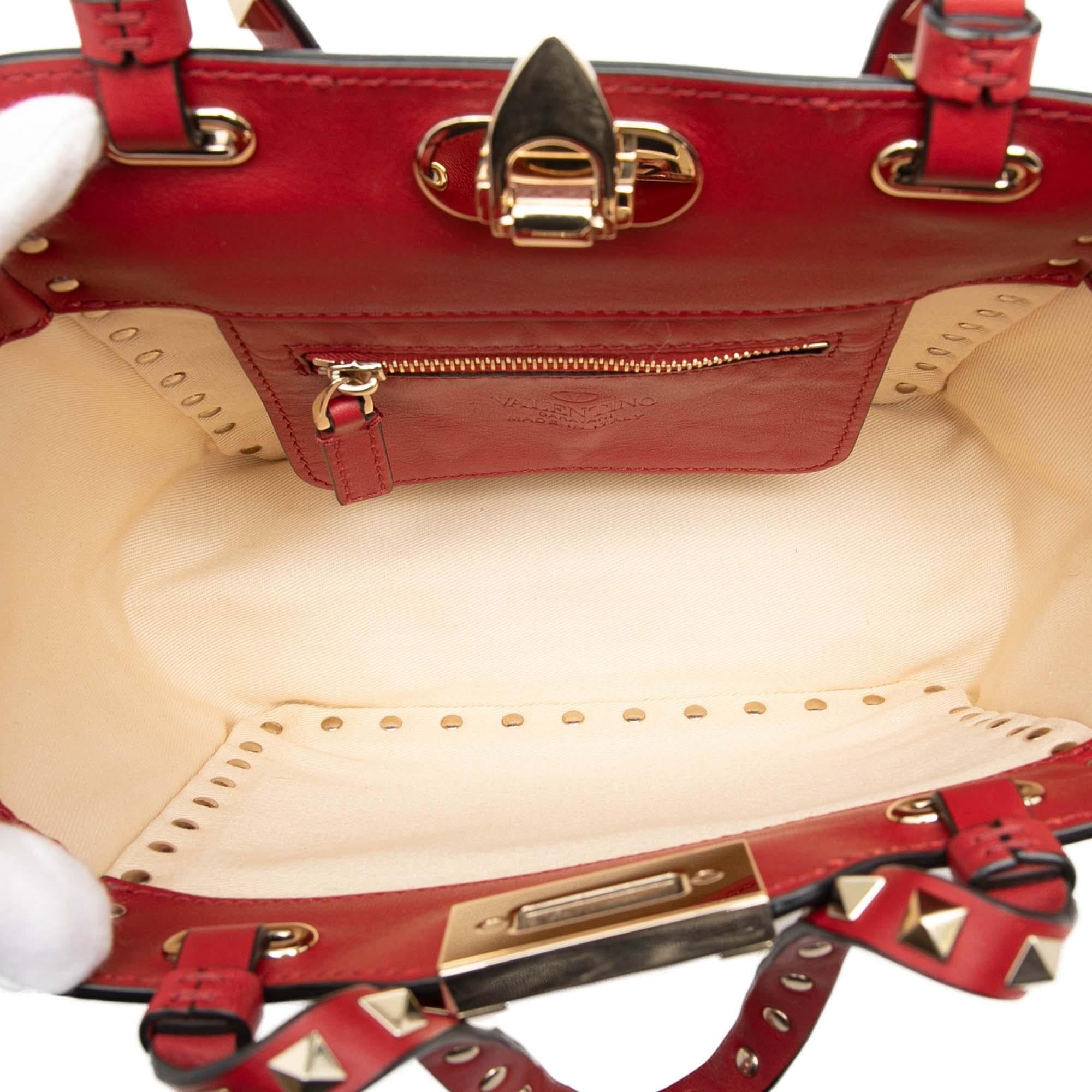 Valentino Mini Grained Calfskin Rockstud Trapeze Satchel
