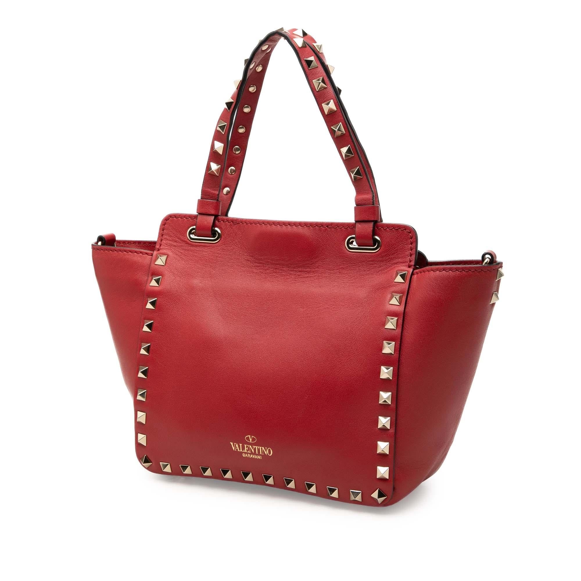 Valentino Mini Grained Calfskin Rockstud Trapeze Satchel