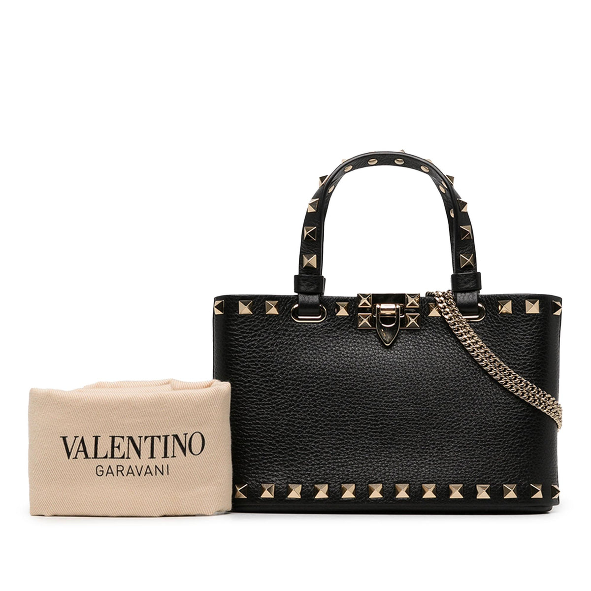Valentino Mini Grainy Calfskin Rockstud Shopping Bag