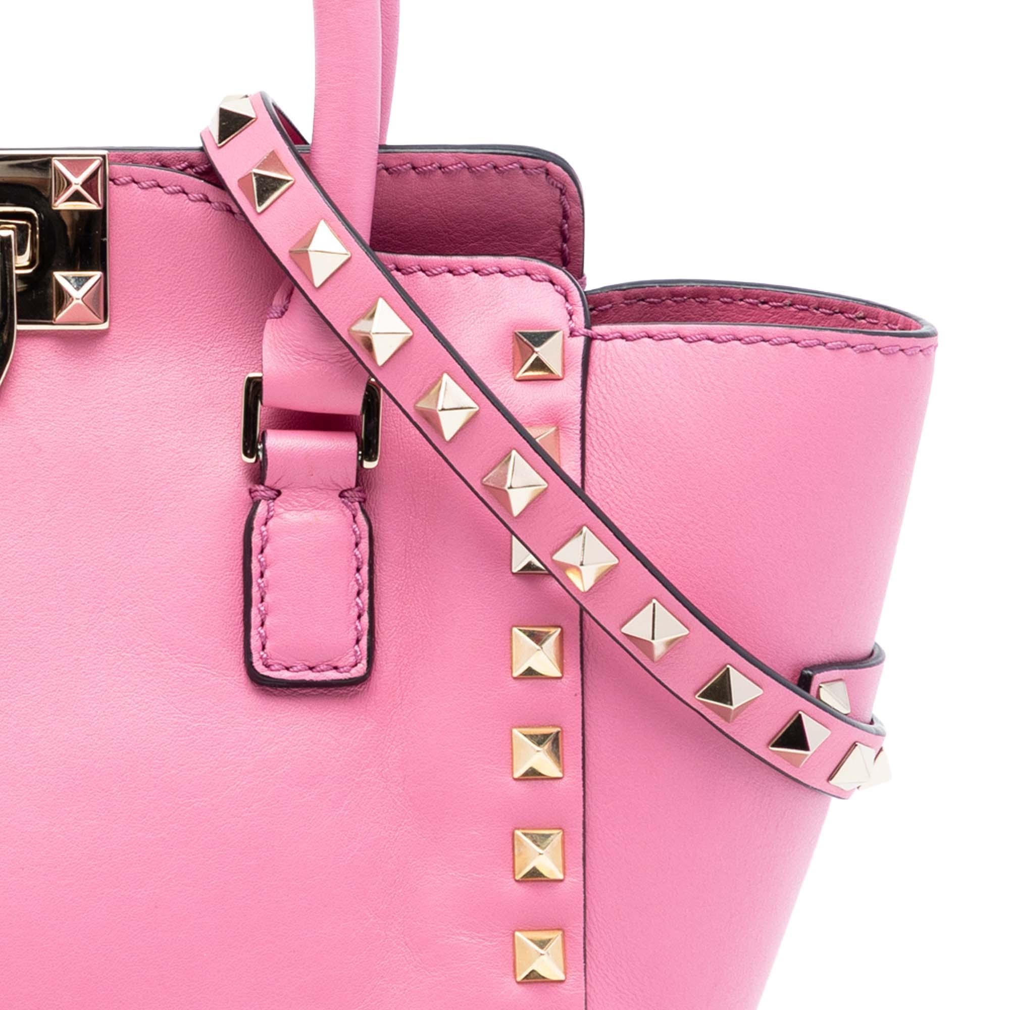 Valentino Mini Leather Rockstud Double Handle Tote