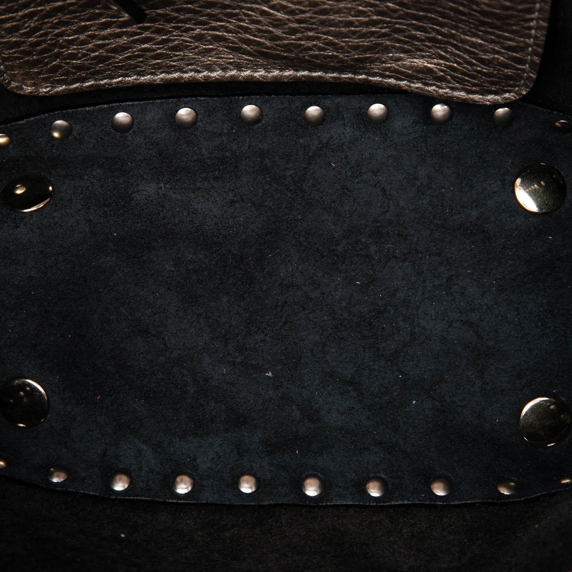 Valentino Mini Metallic Pebbled Calfskin Rockstud Trapeze Satchel