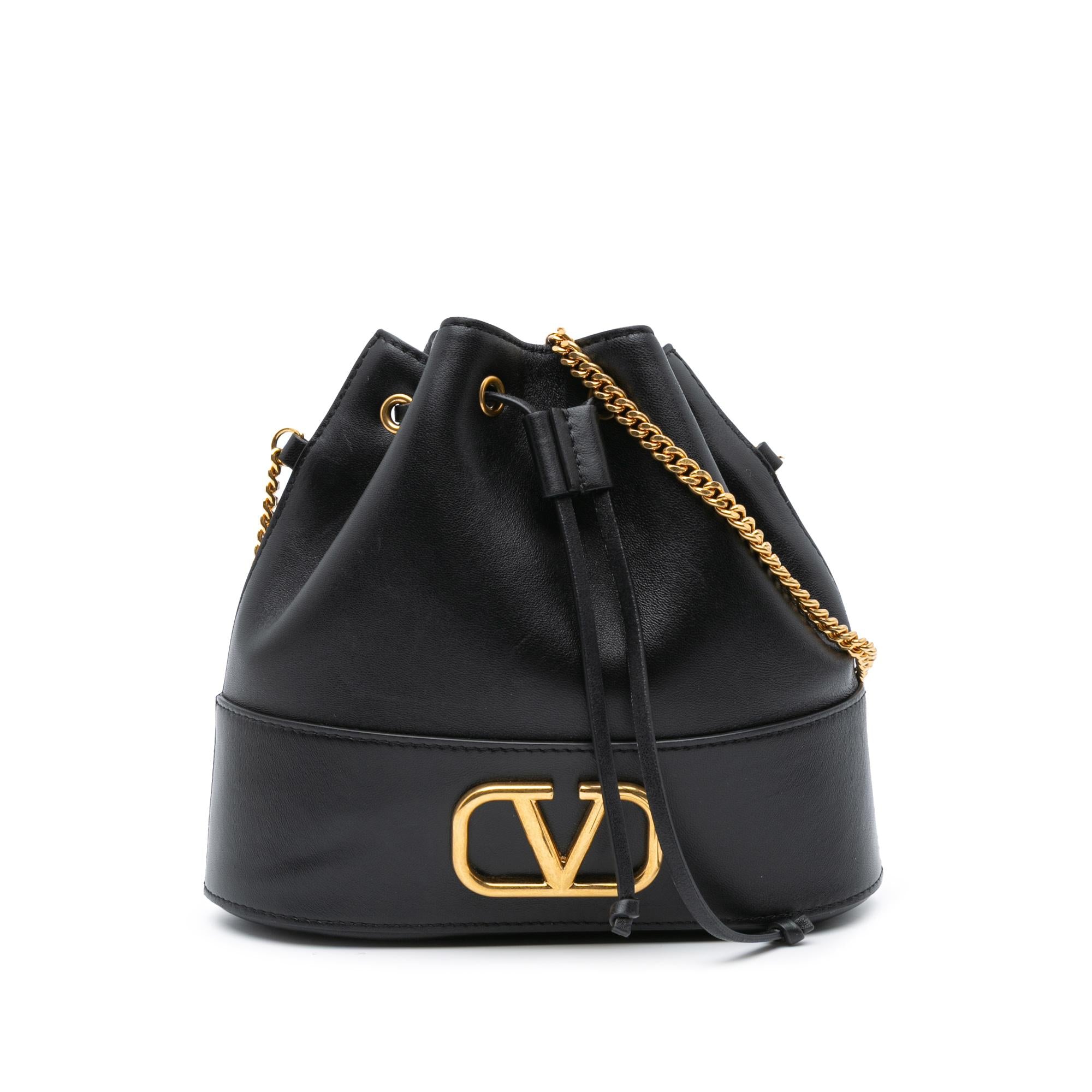 Valentino Mini Nappa Leather VLogo Signature Chain Bucket Bag