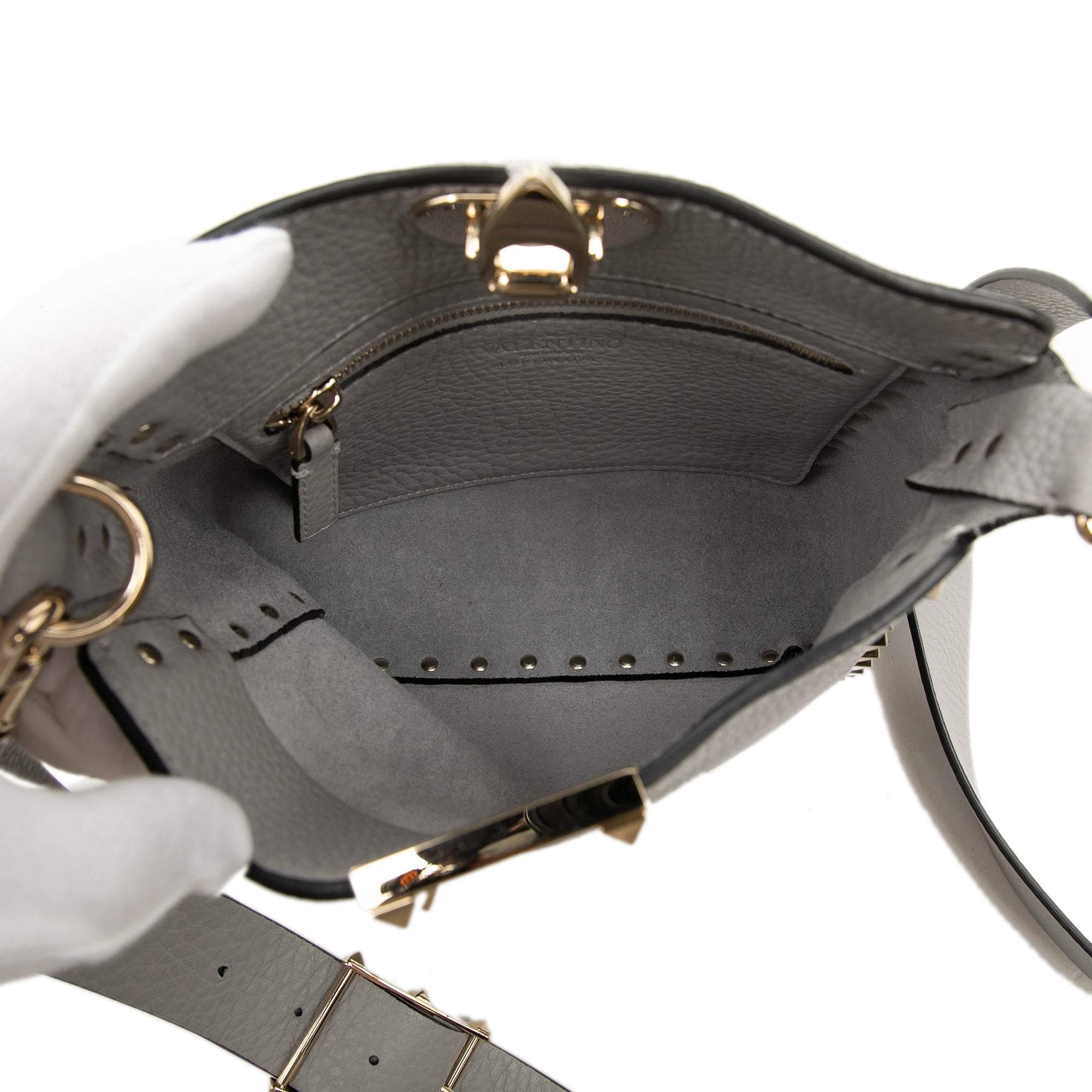 Valentino Mini Pebbled Calfskin Rockstud Flip Lock Messenger Bag