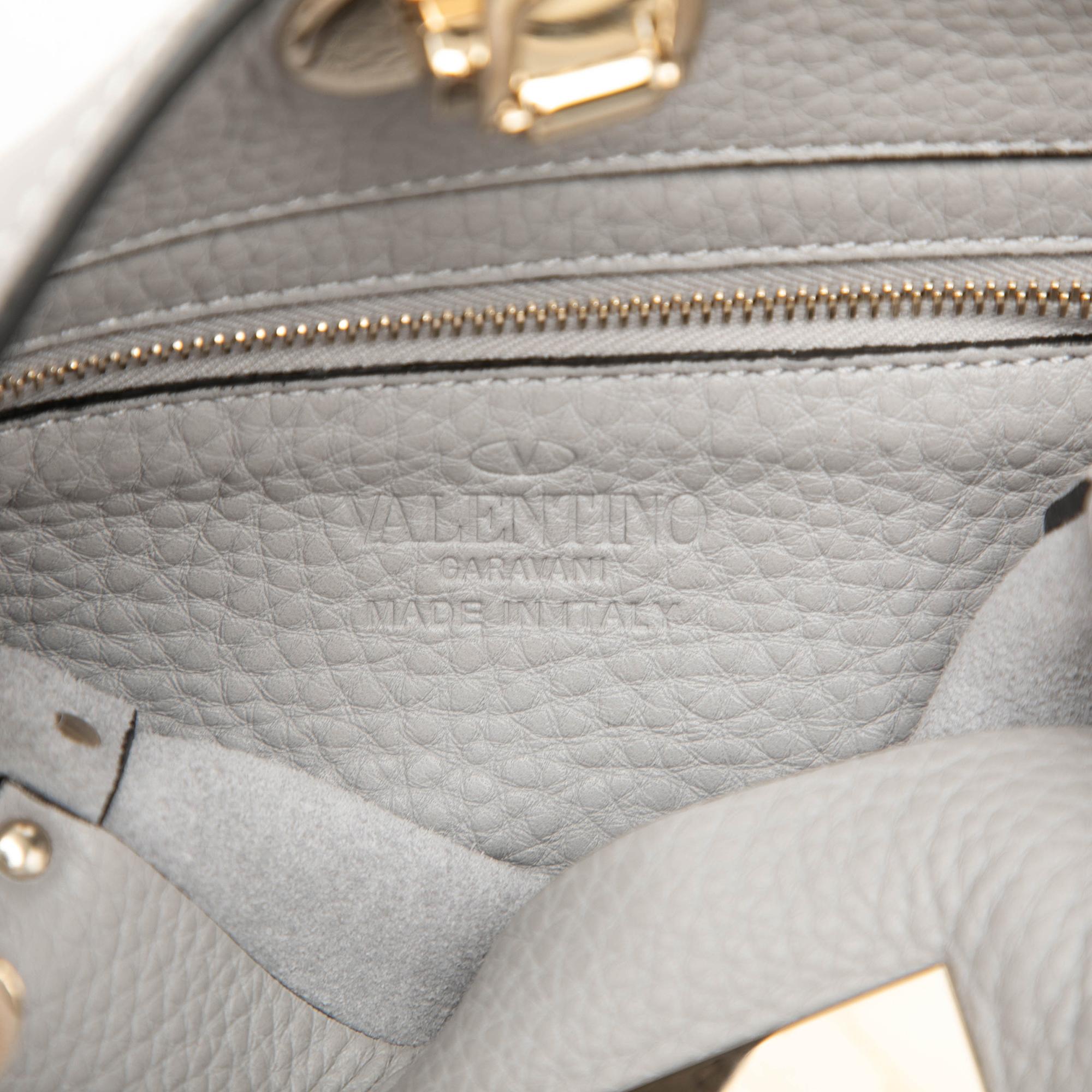 Valentino Mini Pebbled Calfskin Rockstud Flip Lock Messenger Bag