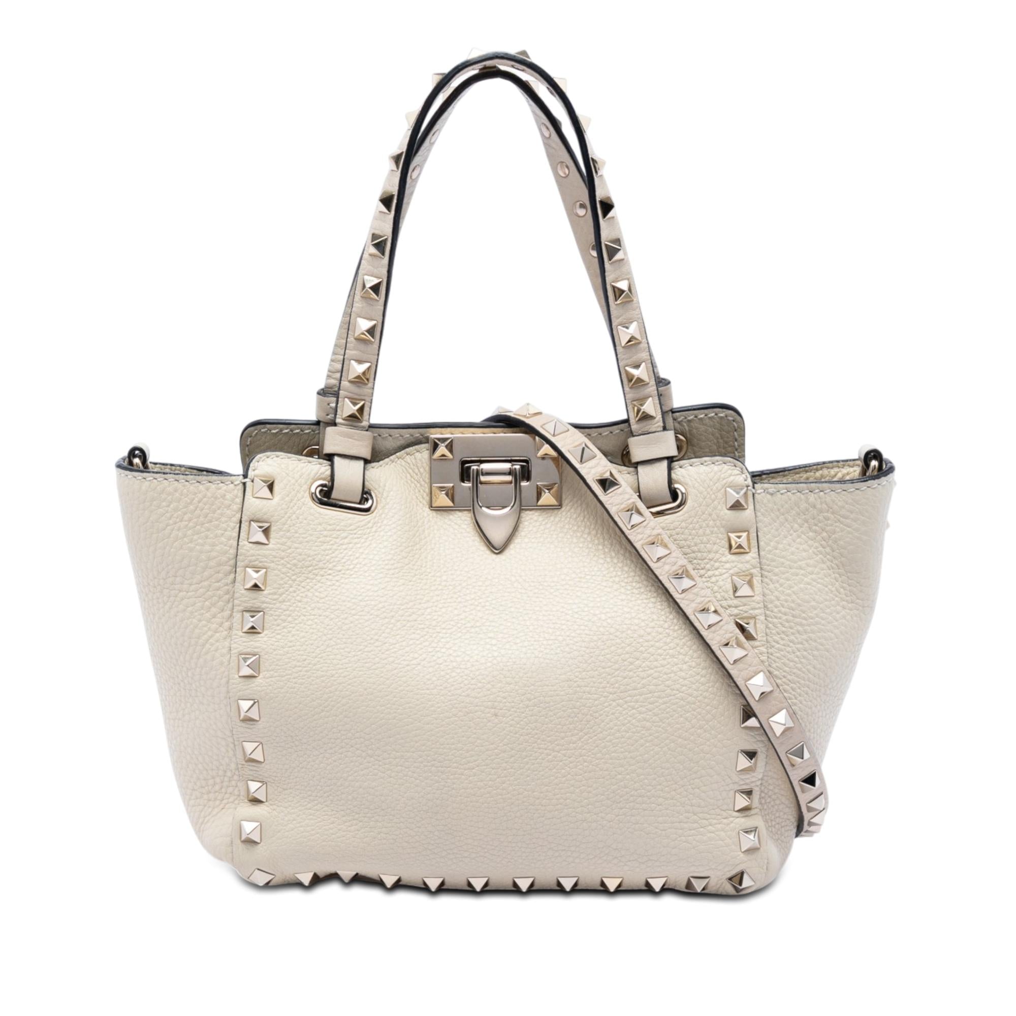 Valentino Mini Pebbled Calfskin Rockstud Trapeze Satchel