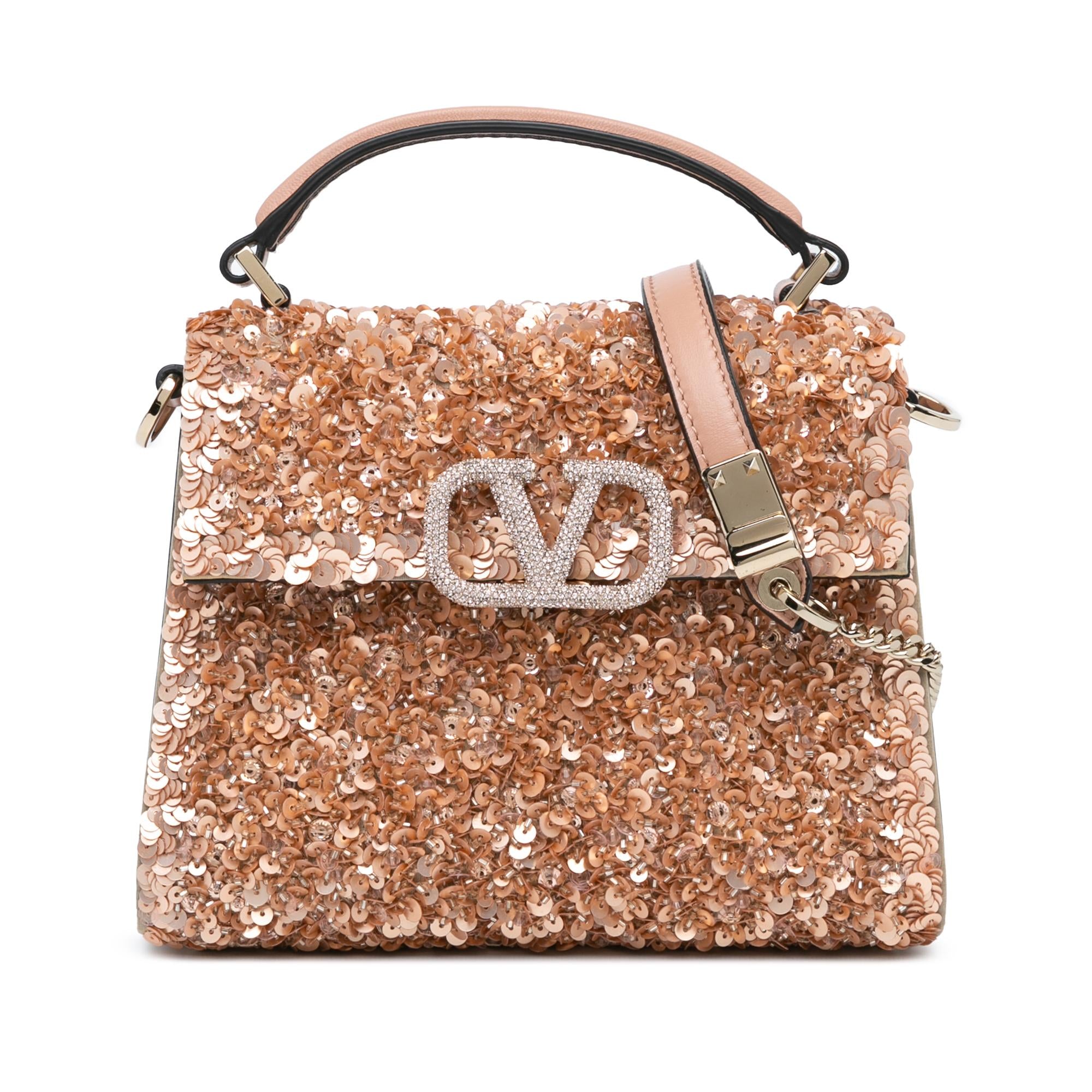 Valentino Mini Sequin Embellished VSling Satchel (SHG-tzftVr)
