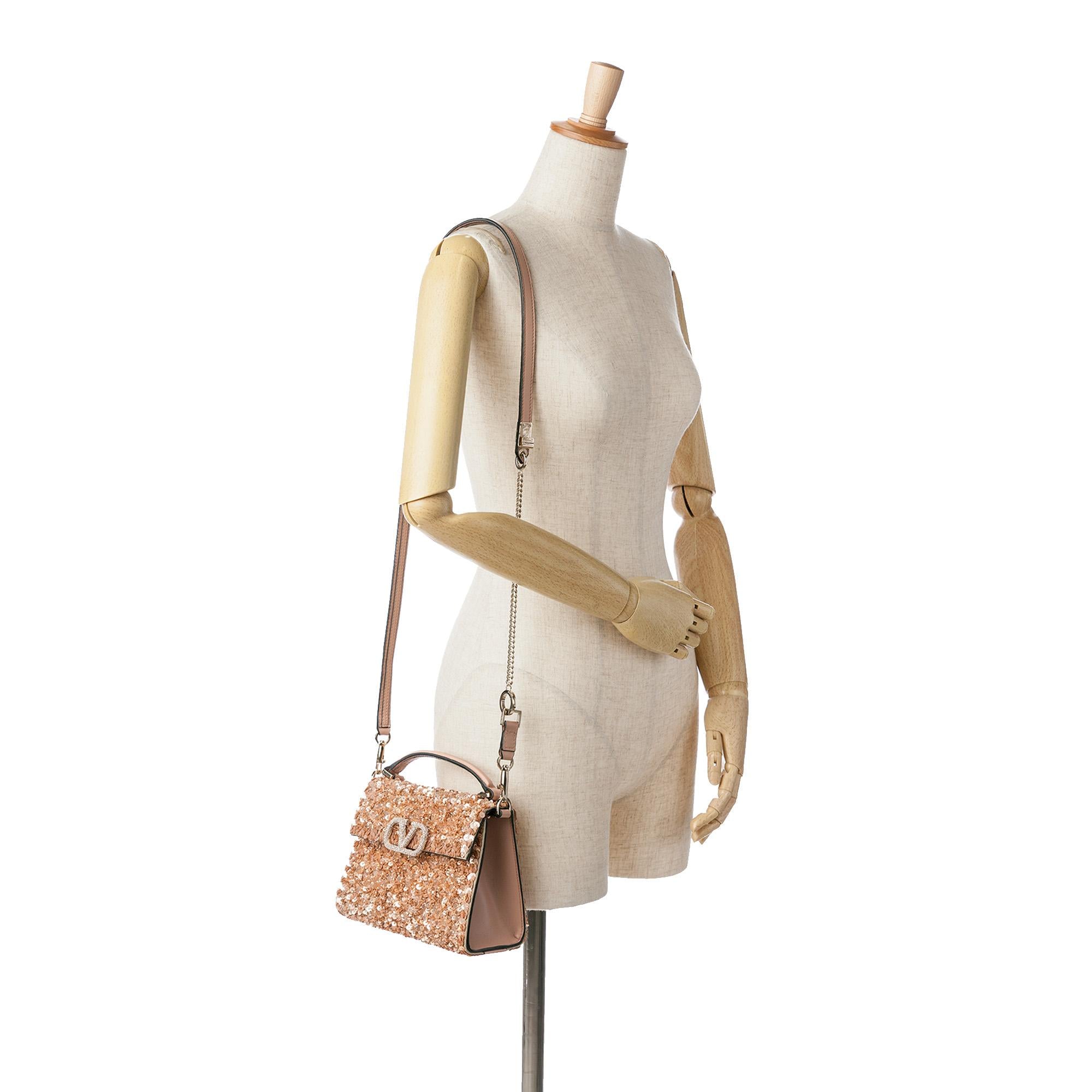 Valentino Mini Sequin Embellished VSling Satchel (SHG-tzftVr)