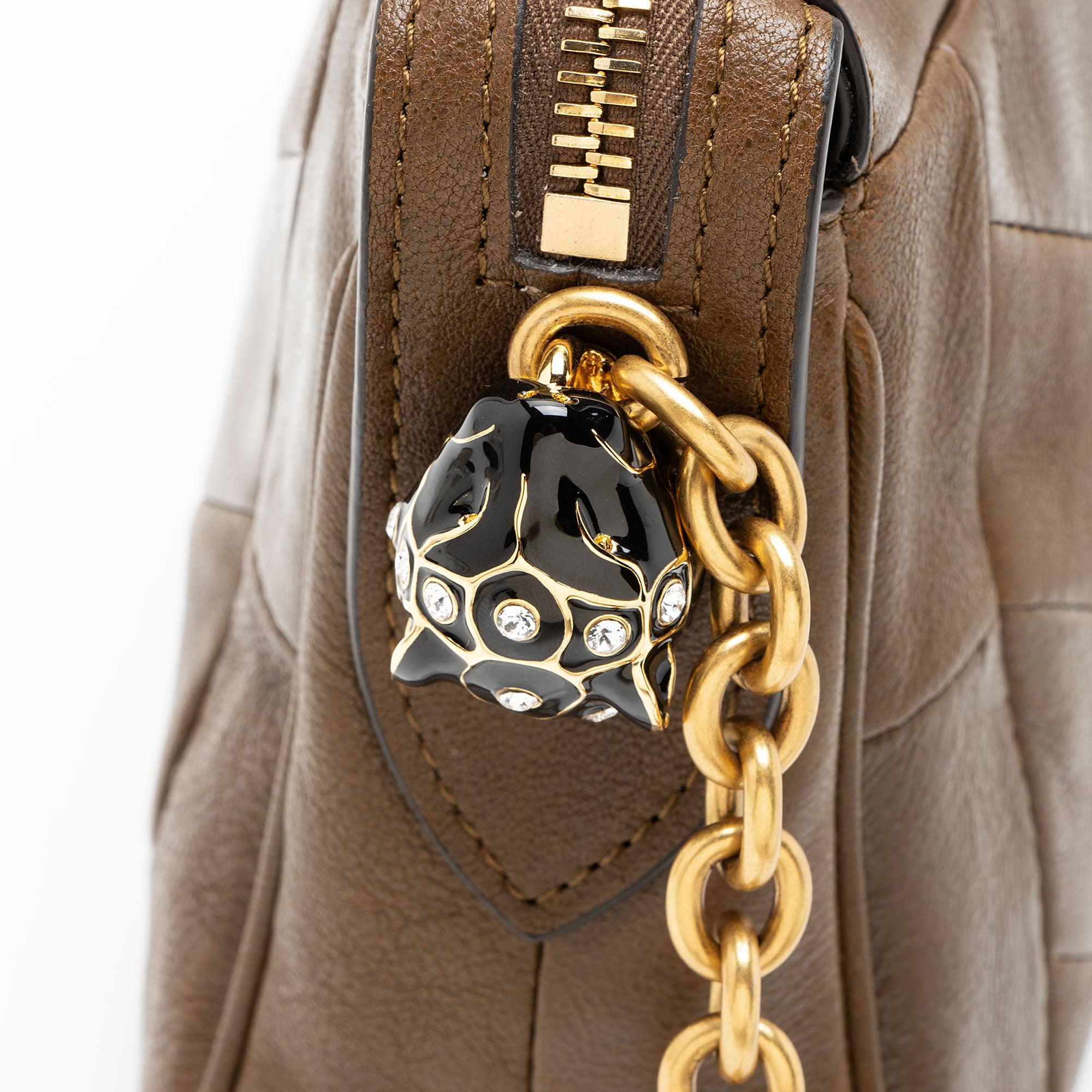 Valentino Nappa Leather Chevron Panthea Small Shoulder Bag