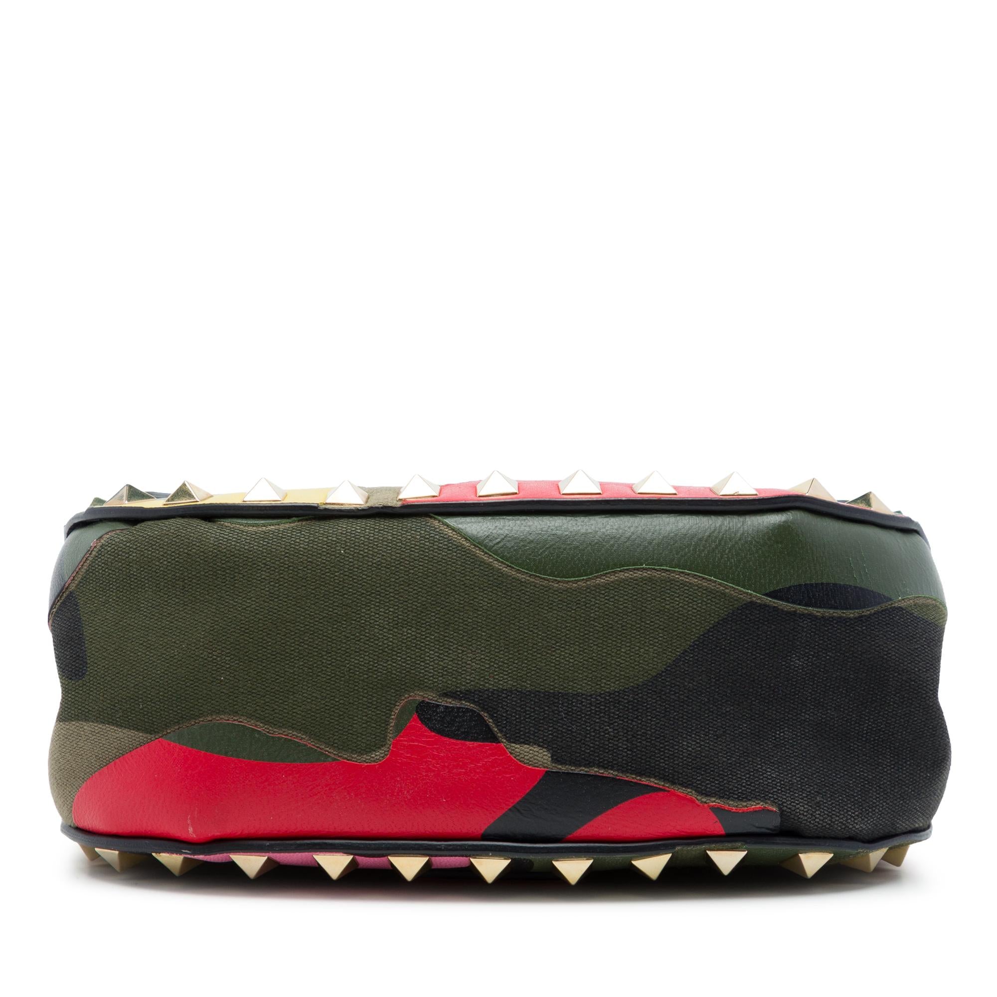 Valentino Nappa and Canvas Camouflage Rockstud Flap Crossbody