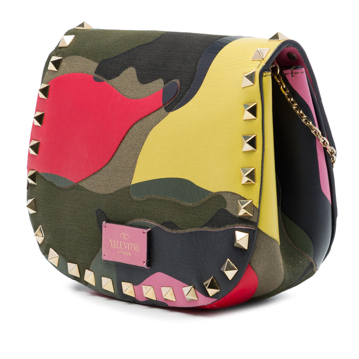 Valentino Nappa and Canvas Camouflage Rockstud Flap Crossbody