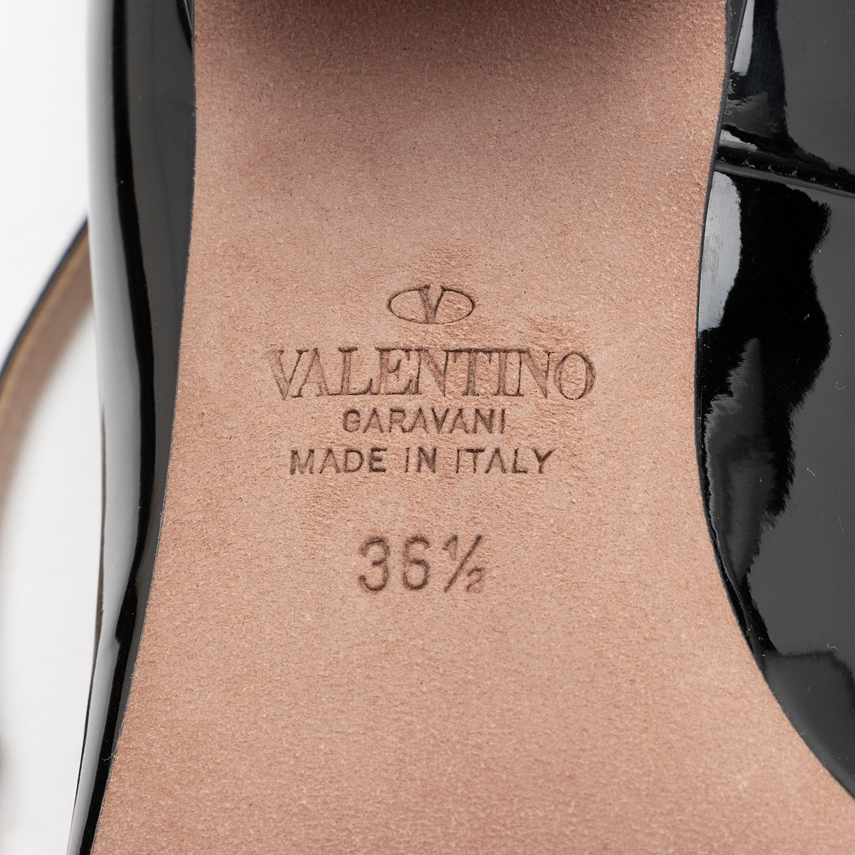 Valentino Patent Leather VLogo Tan-Go Ankle Strap Pumps - Size 6.5 / 36.5