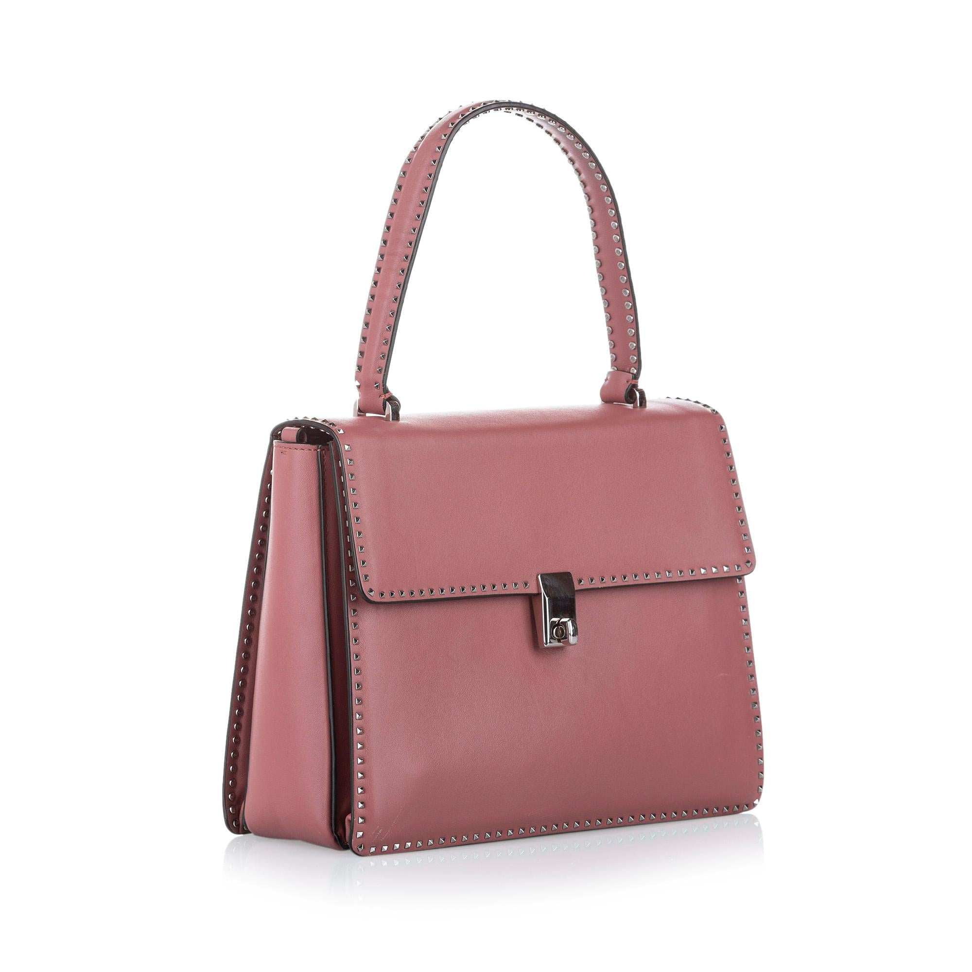 Valentino Rockstud Leather Satchel (SHG-33796)