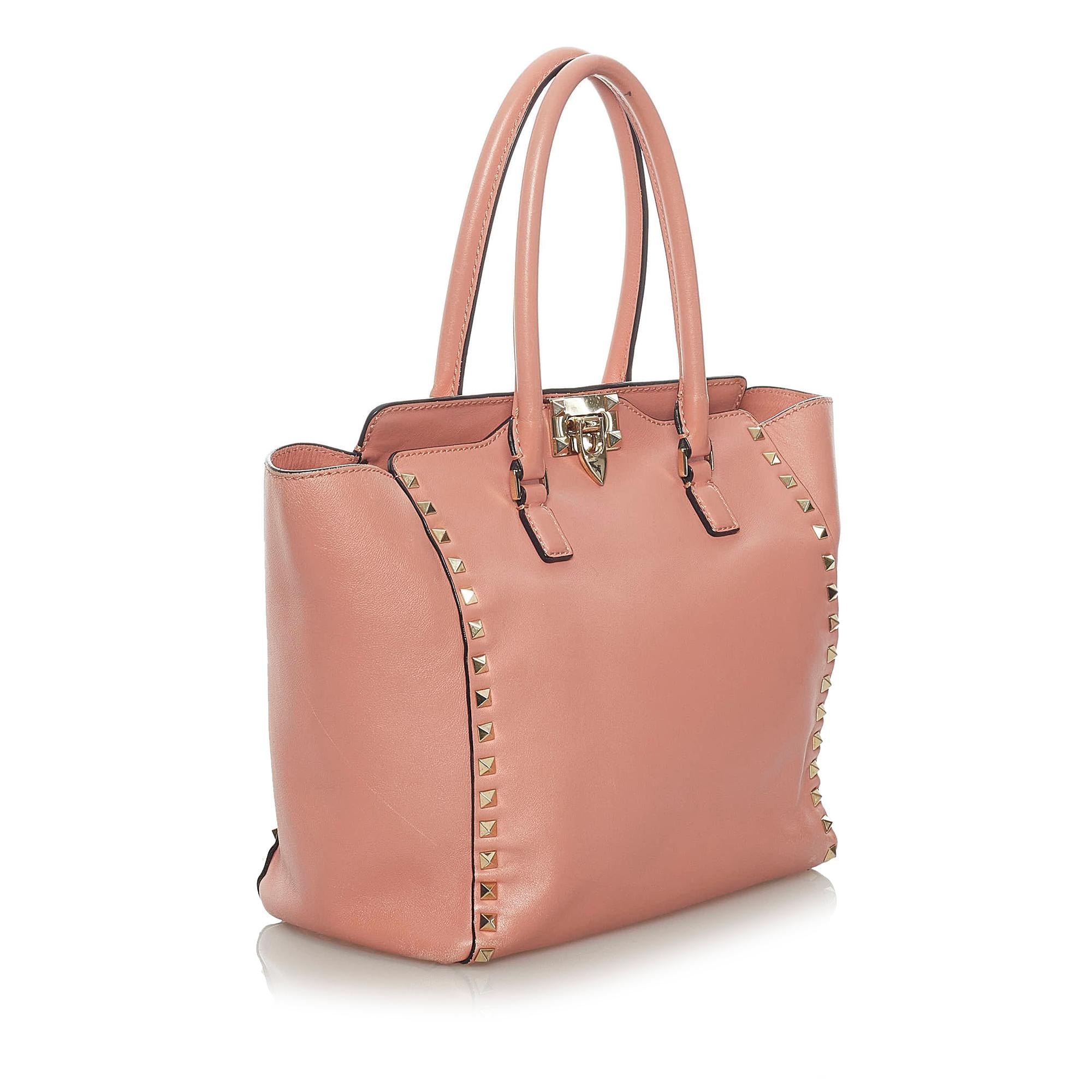 Valentino Rockstud Leather Satchel (SHG-AOLNBr)