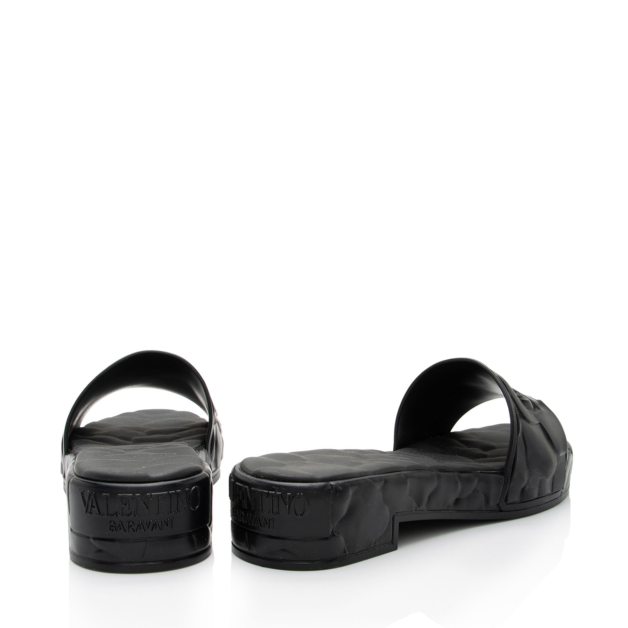 Valentino Rubber Rose Embossed Slide Sandals - Size 6 / 36 (SHF-FhHF24)