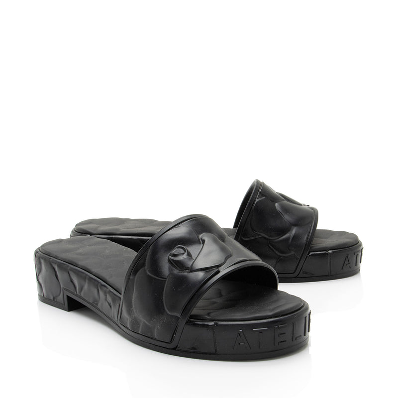 Valentino Rubber Rose Embossed Slide Sandals - Size 6 / 36 (SHF-FhHF24)