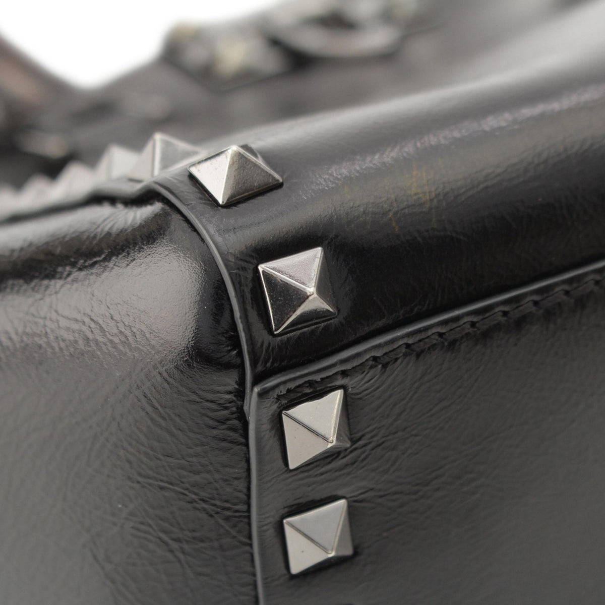 Valentino Small Crinkled Calfskin Rockstud Double Handle Tote