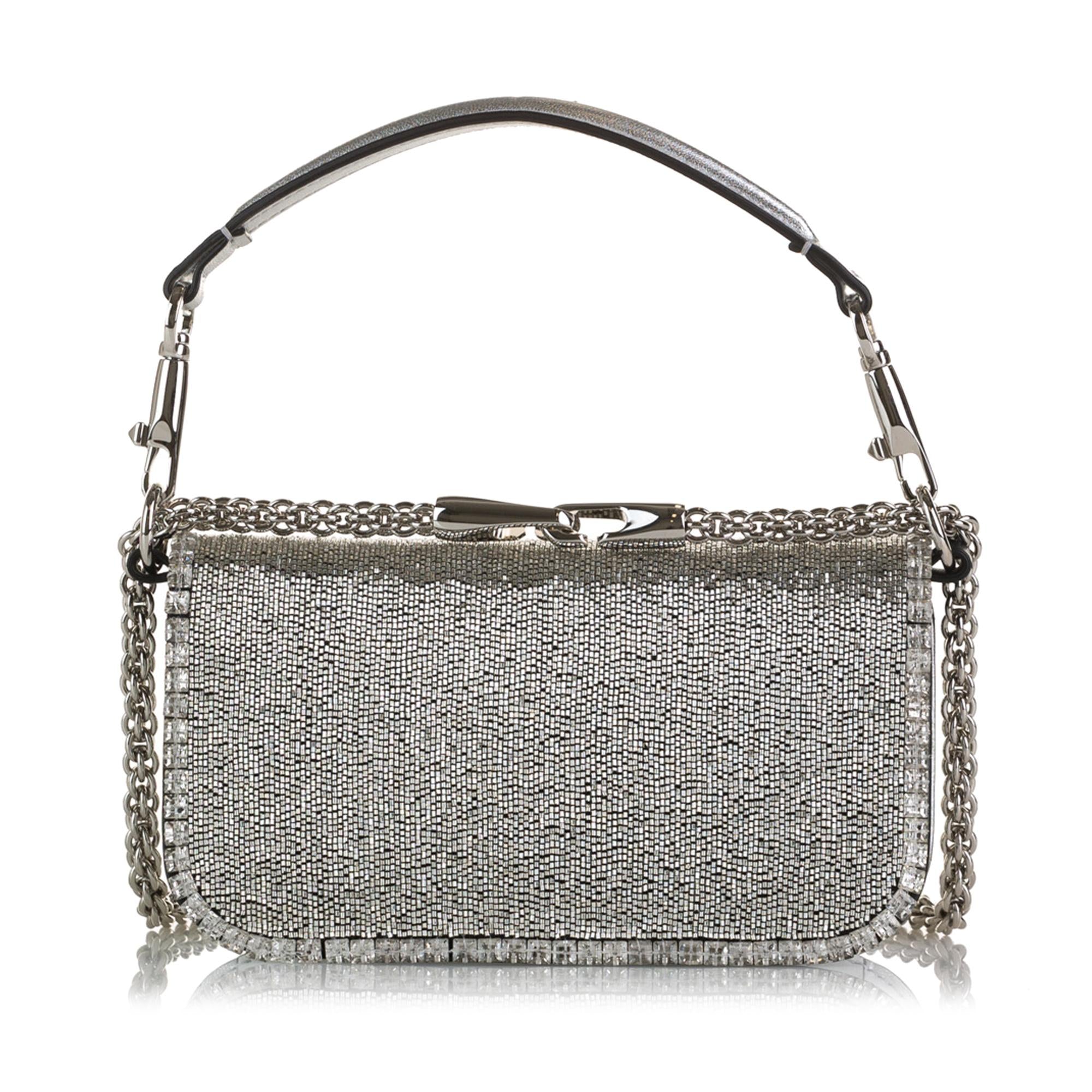 Valentino Small Crystal Embellished Loco VLogo Satchel (SHG-voDPnk)