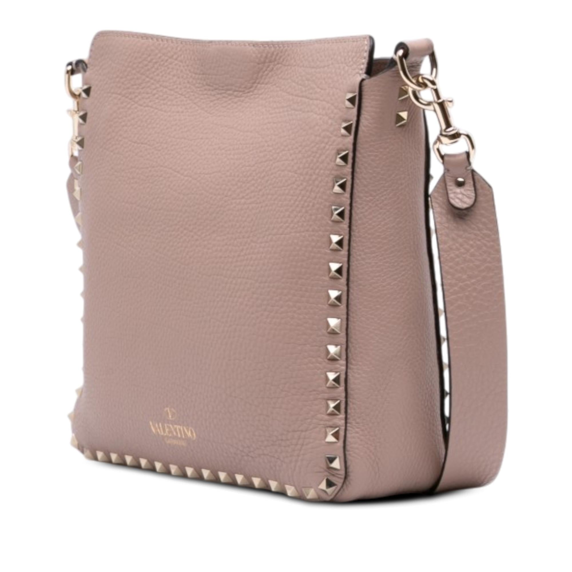 Valentino Small Grainy Calfskin Rockstud Flip Lock Messenger Bag