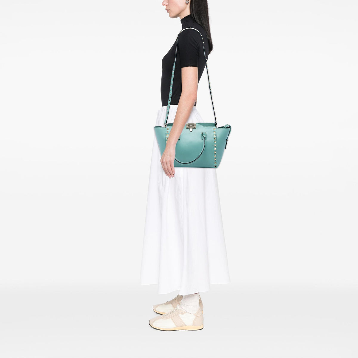 Valentino Small Leather Rockstud Double Handle Tote