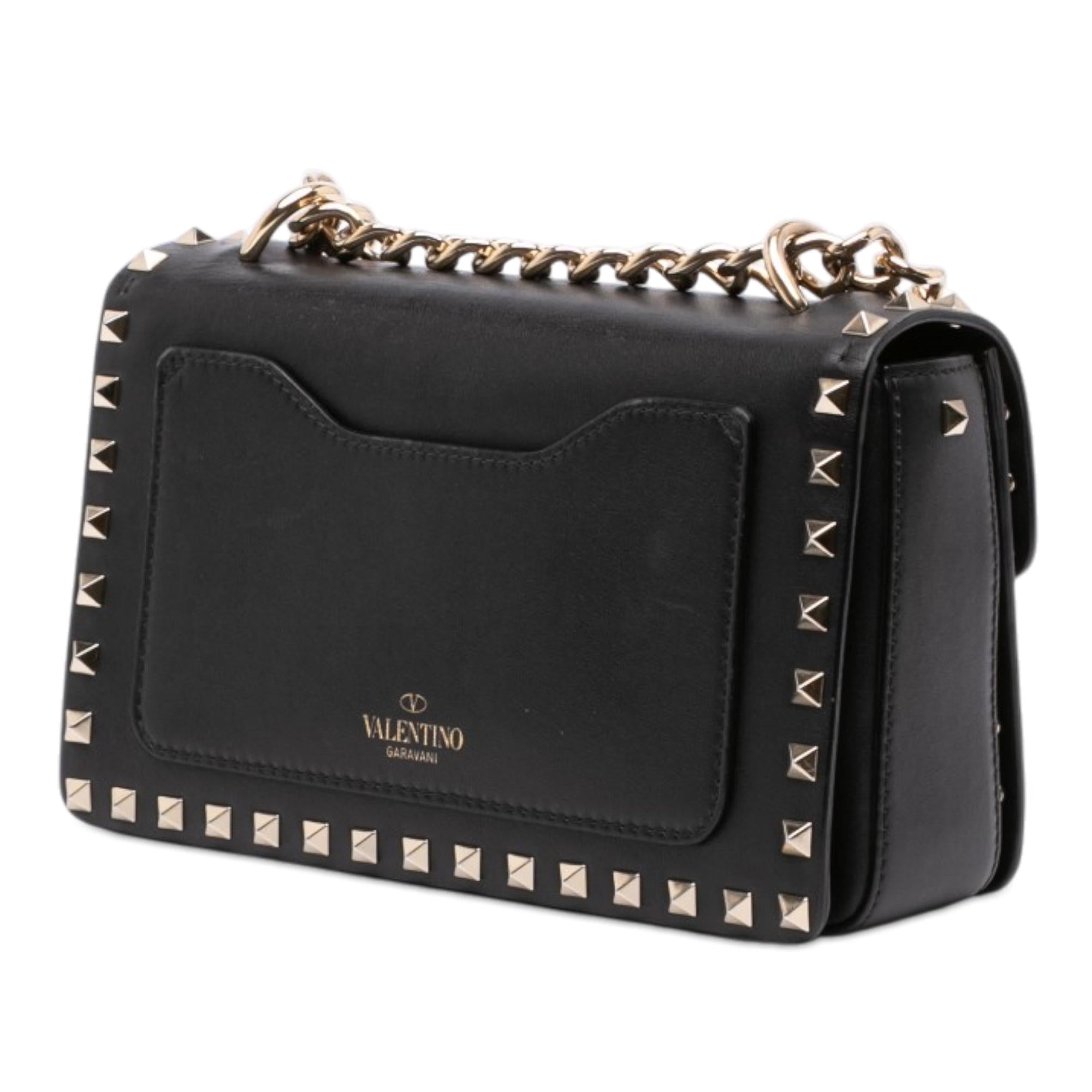 Valentino Small Leather Rockstud Flip Lock Chain Crossbody