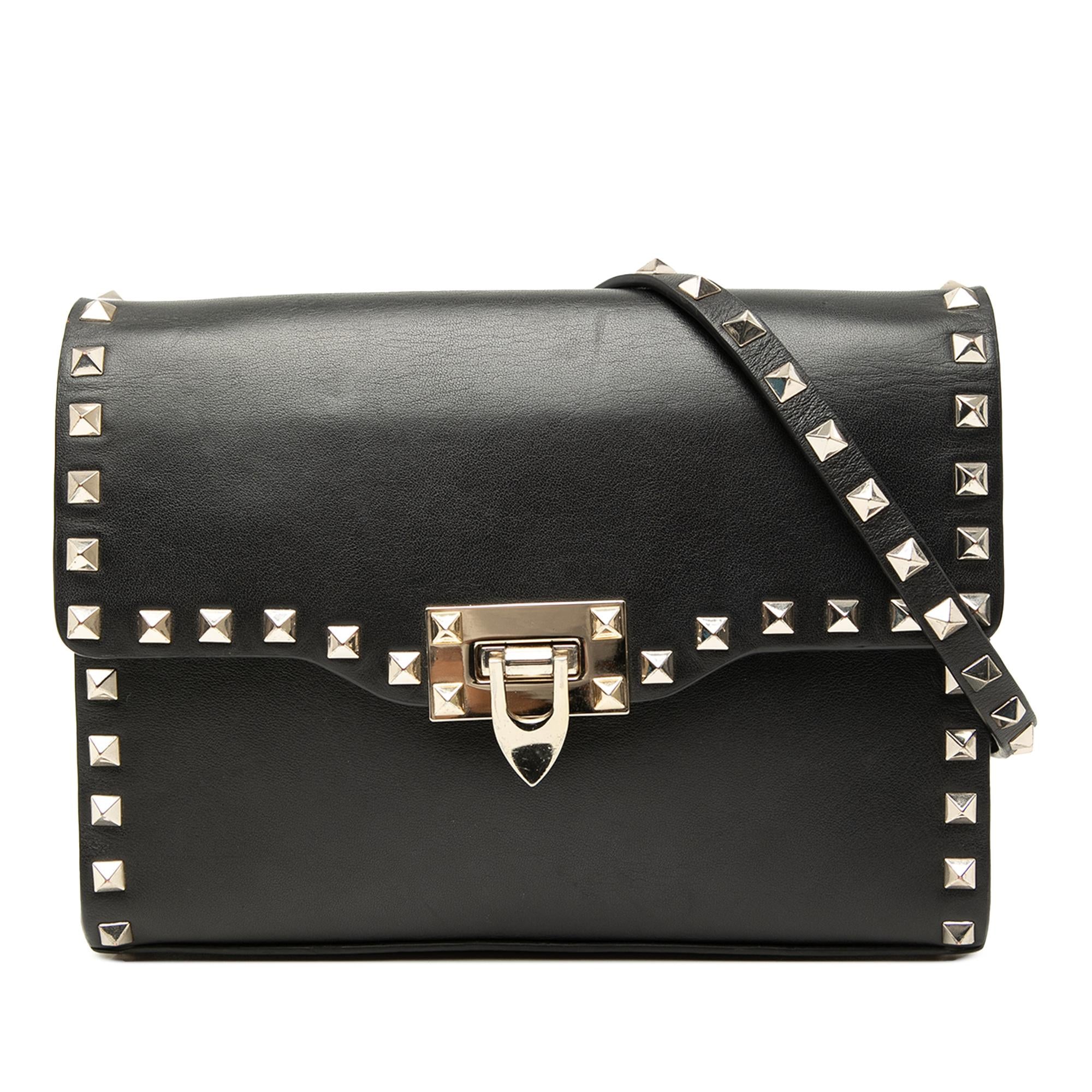 Valentino Small Leather Rockstud Flip Lock Crossbody